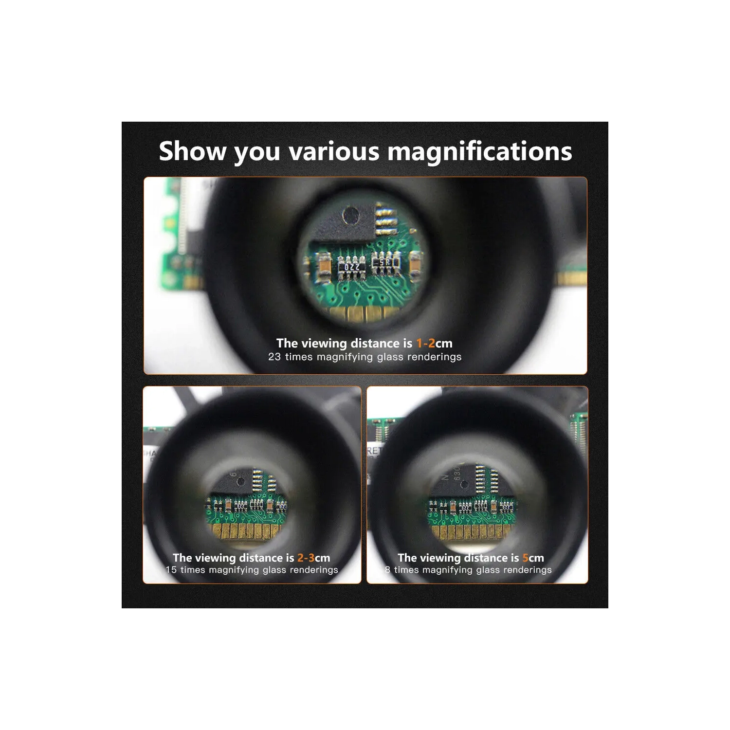 Loupe à bijoux montée sur la tête 8X/15X/23X avec lampe LED pour lire, réparer une montre et identifier les bijoux