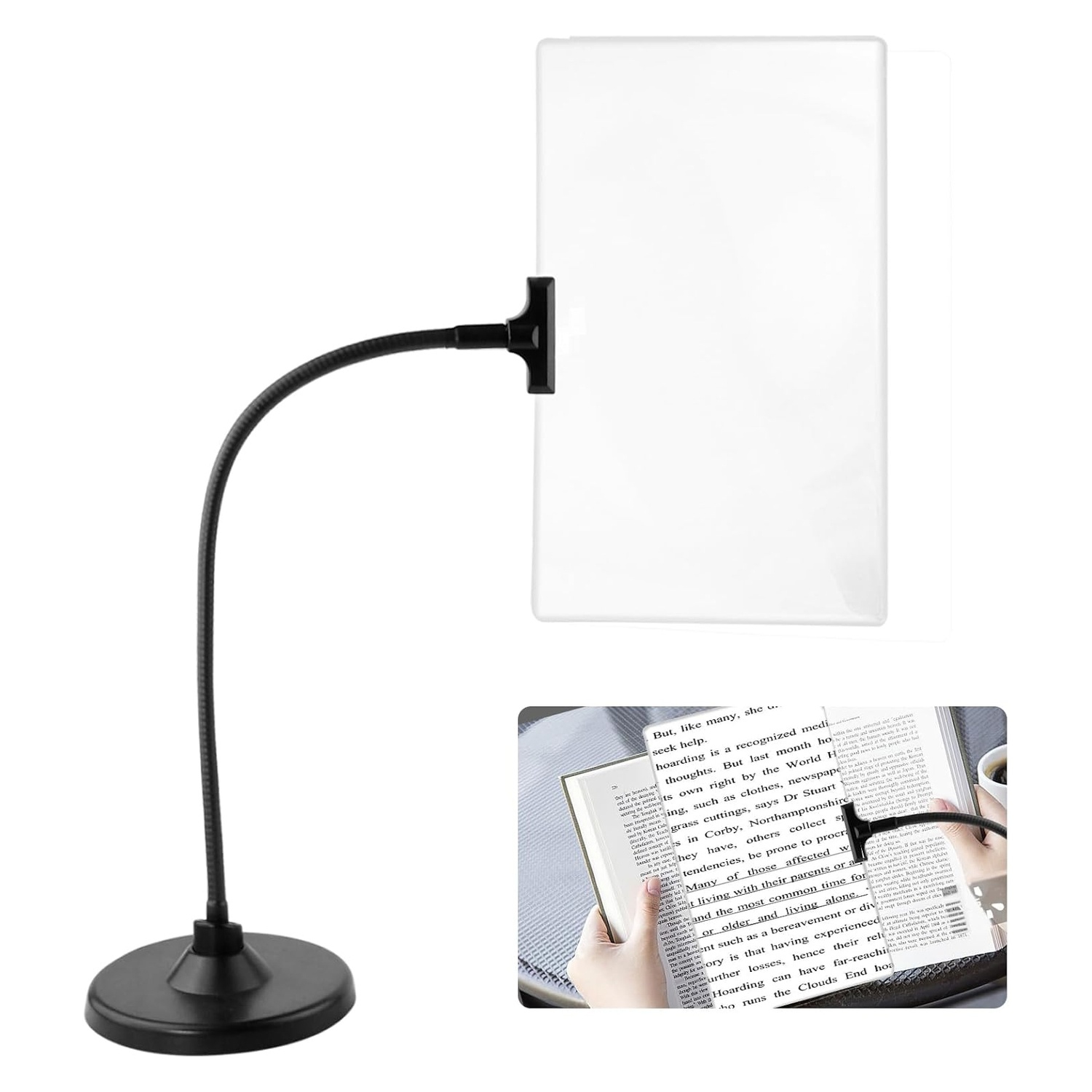 Loupe de lecture 4x, loupe de bureau pour grandes pages, lentille haute définition blanche à effet fresnel pour la lecture des personnes âgées