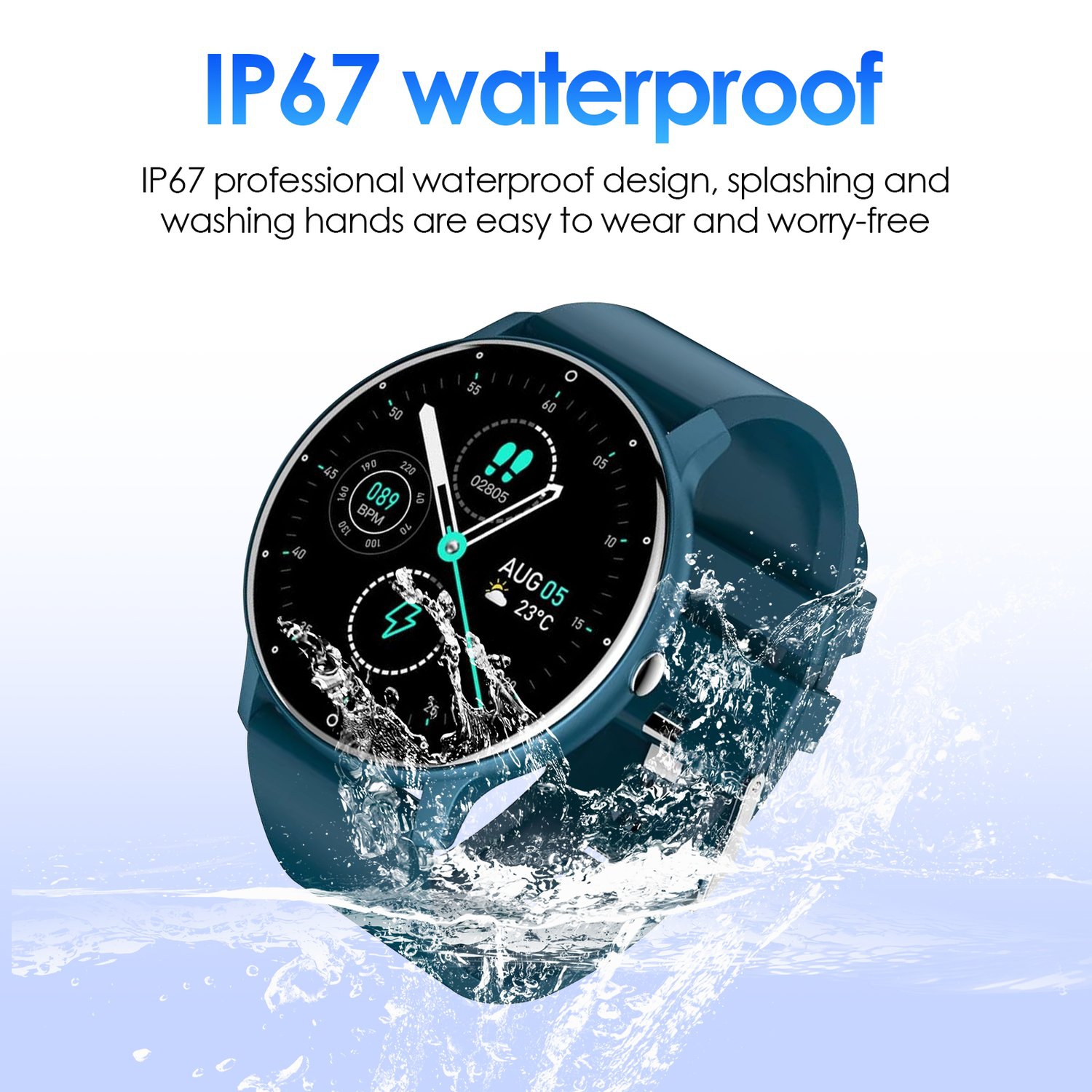 Montre intelligente sport étanche, moniteur de fréquence cardiaque, tension artérielle, bracelet intelligent de suivi du sommeil pour hommes et