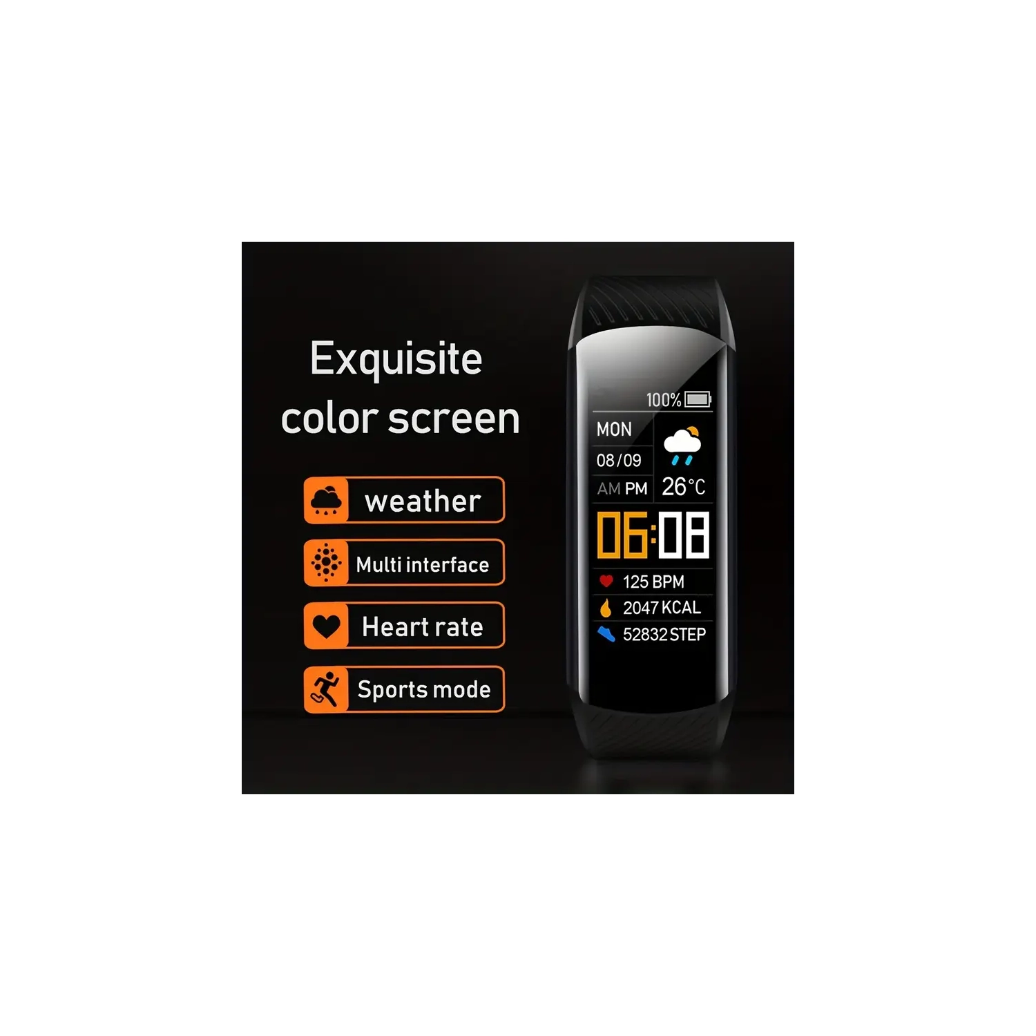 Bracelet de podomètre sport intelligent avec moniteur de fréquence cardiaque, de tension artérielle et d'oxygène sanguin pour Android iOS