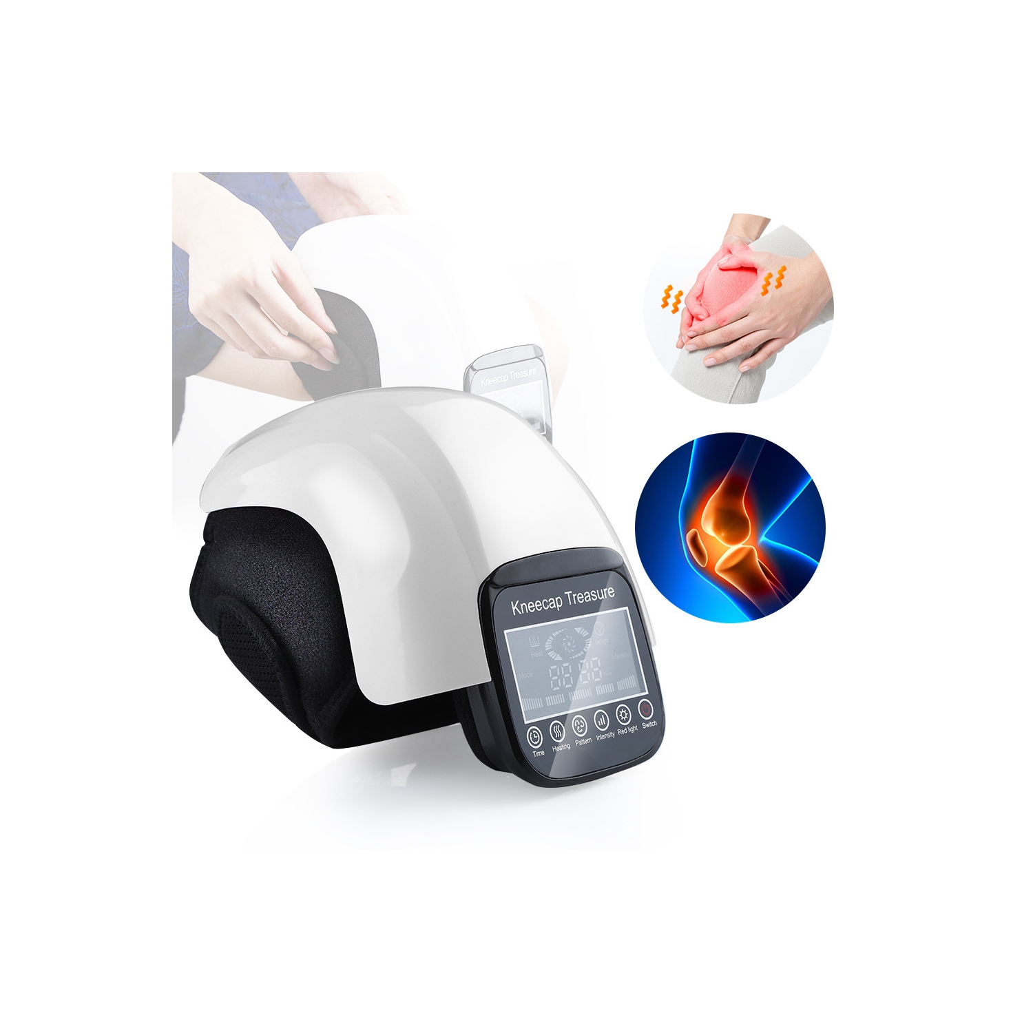 Appareil de massage chauffant infrarouge pour les genoux, appareil de massage à vibration Air Bag avec lampe de thérapie à lumière rouge pour la