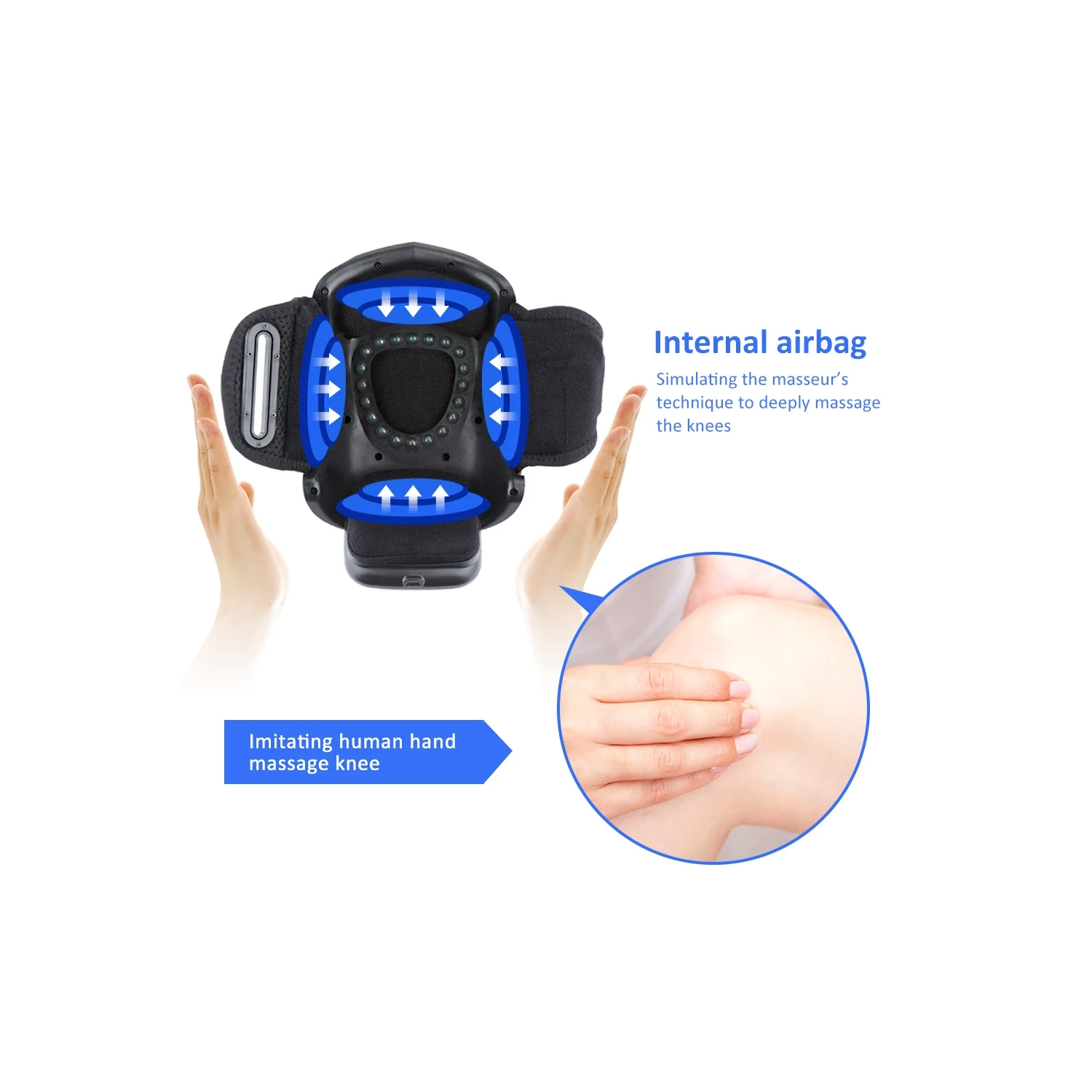 Appareil de massage chauffant infrarouge pour les genoux, appareil de massage à vibration Air Bag avec lampe de thérapie à lumière rouge pour la