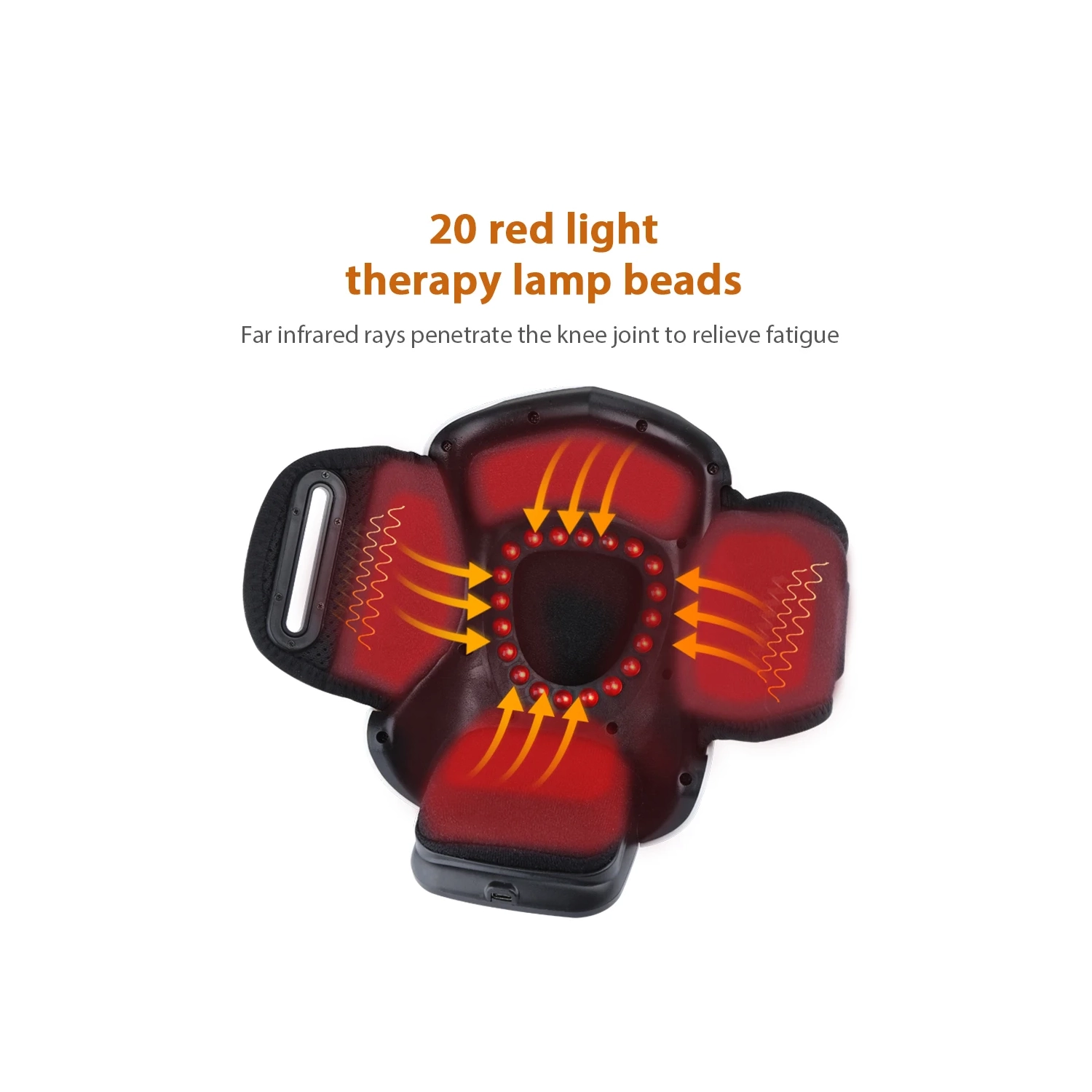 Appareil de massage chauffant infrarouge pour les genoux, appareil de massage à vibration Air Bag avec lampe de thérapie à lumière rouge pour la