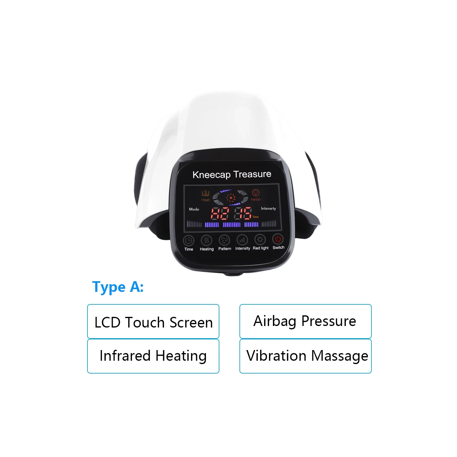 Appareil de massage chauffant infrarouge pour les genoux, appareil de massage à vibration Air Bag avec lampe de thérapie à lumière rouge pour la