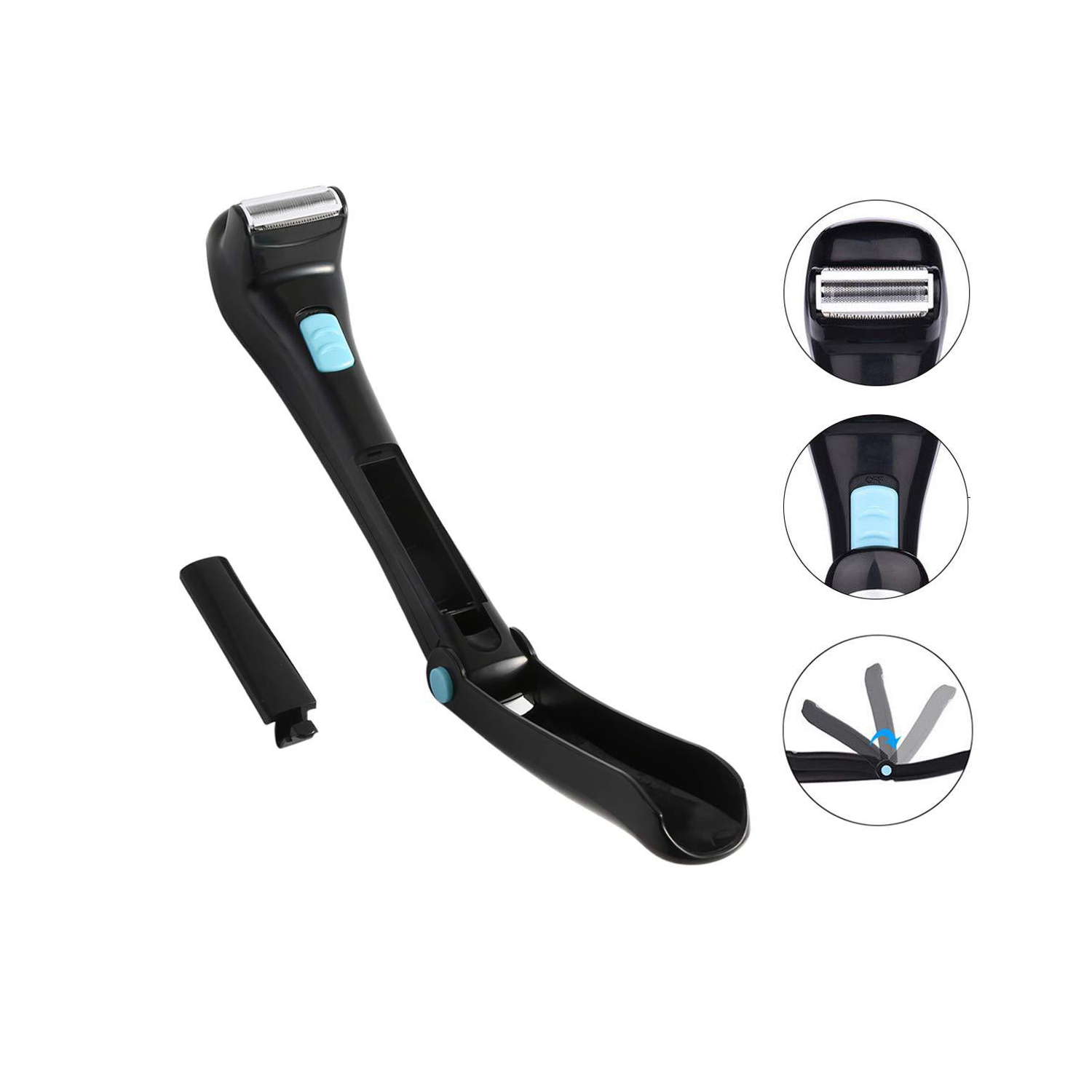 Rasoir pour le dos pour hommes, épilateur électrique pliable à long manche, utilisation avec ou sans mousse pour la maison et les voyages