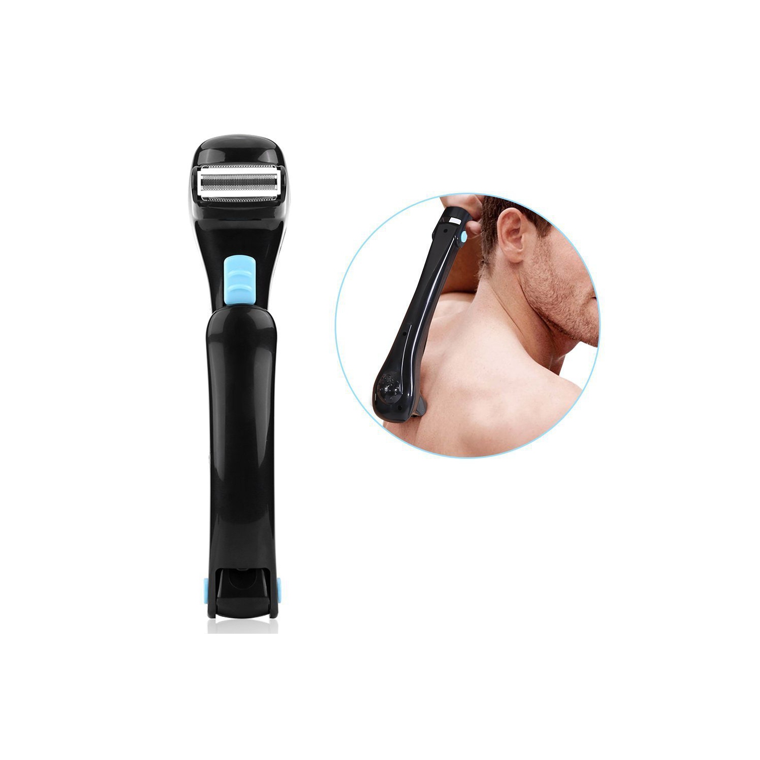 Rasoir pour le dos pour hommes, épilateur électrique pliable à long manche, utilisation avec ou sans mousse pour la maison et les voyages