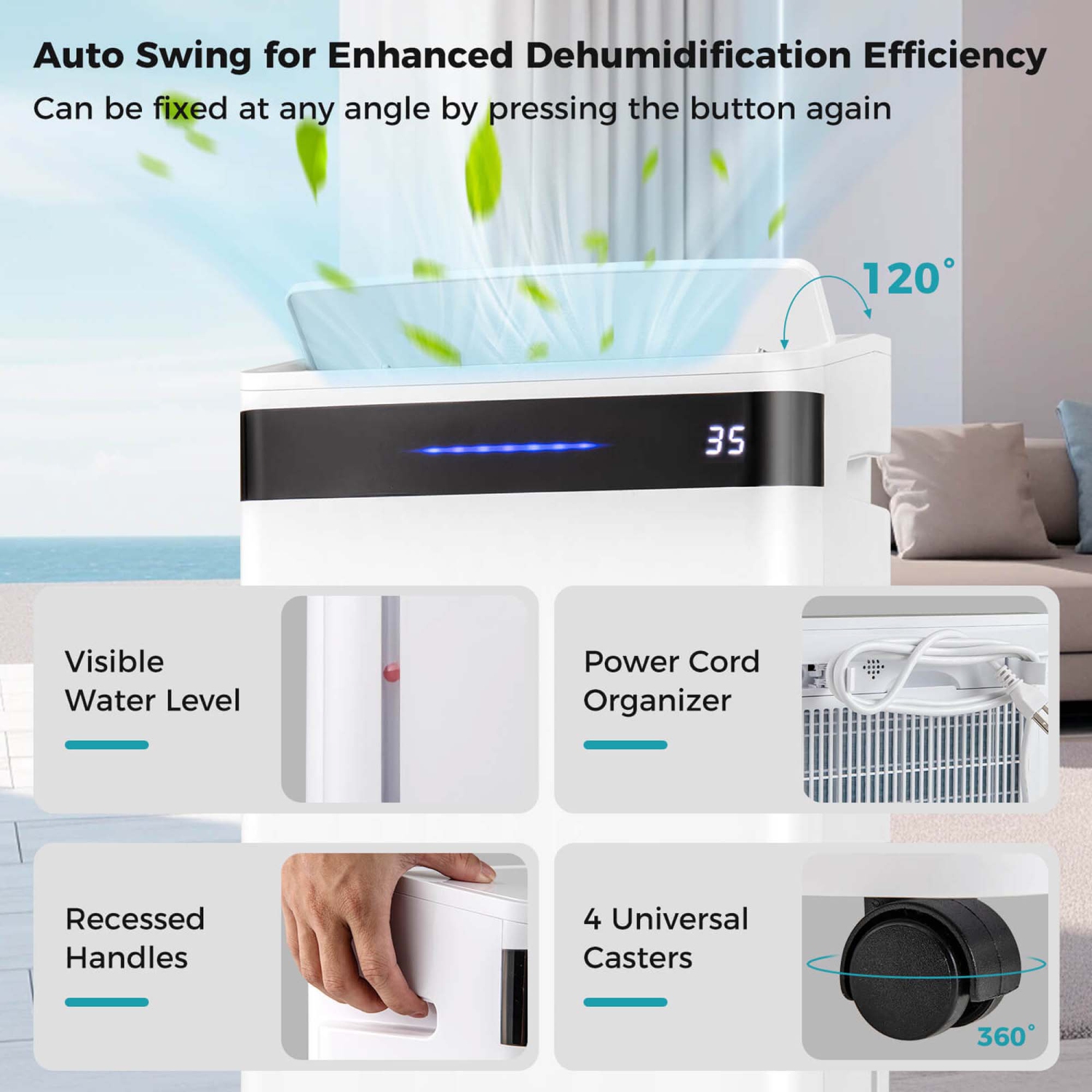 Costway 57 Pint Dehumidifier for Home and Basement with 4 Modes 3-Color Indicator 24H Timer