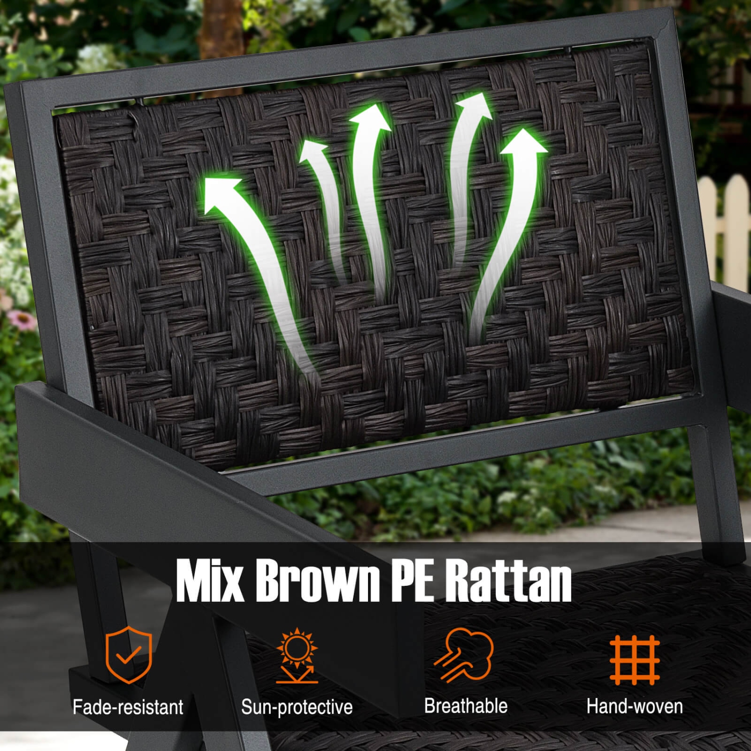 Ensemble de chaises de patio en osier 3 PCS de Costway, ensemble de meubles en rotin avec rembourrage en mousse à séchage rapide