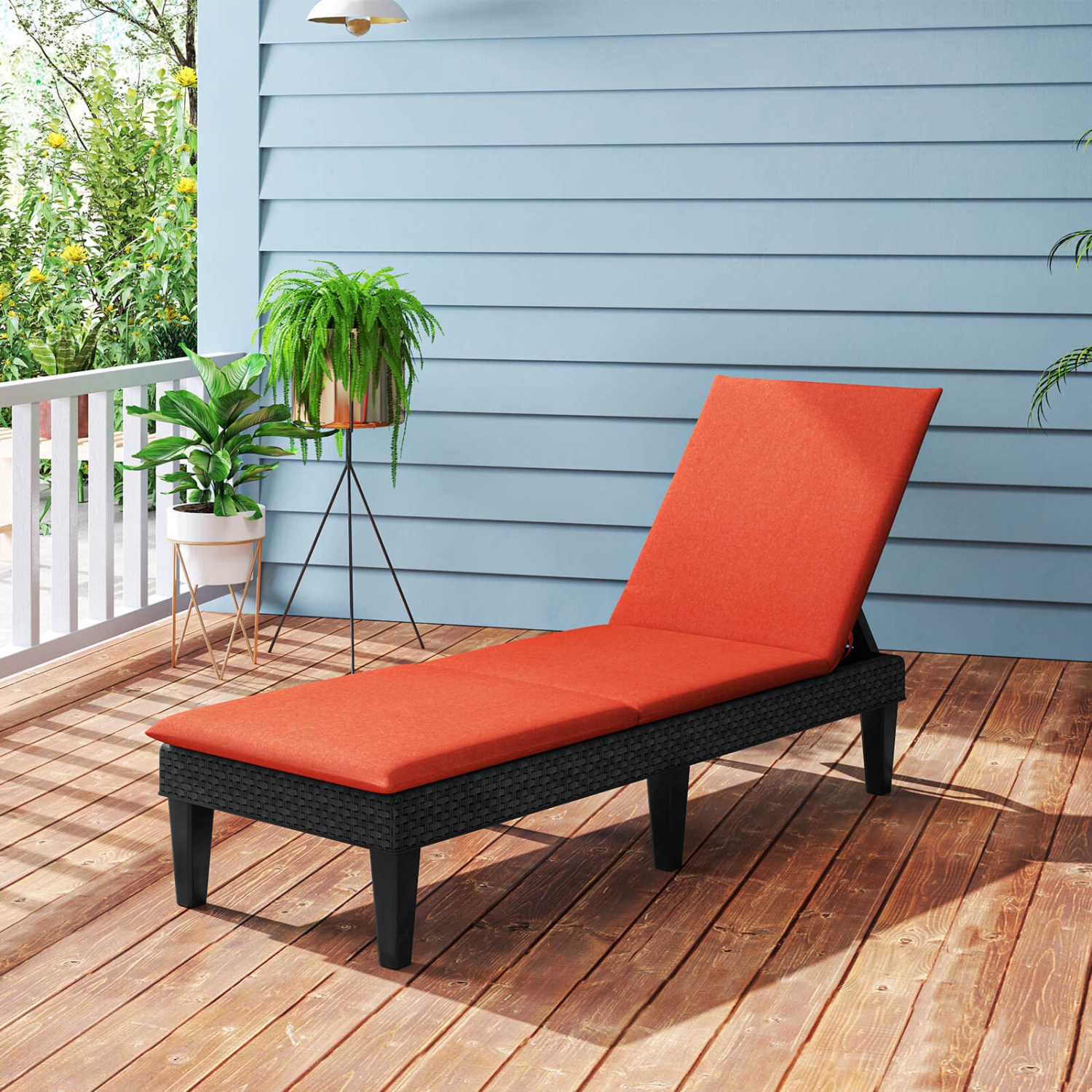 Costway Patio Lounge Chair Recliner Chair with 3-Position Adjustable Backrest & Cushion