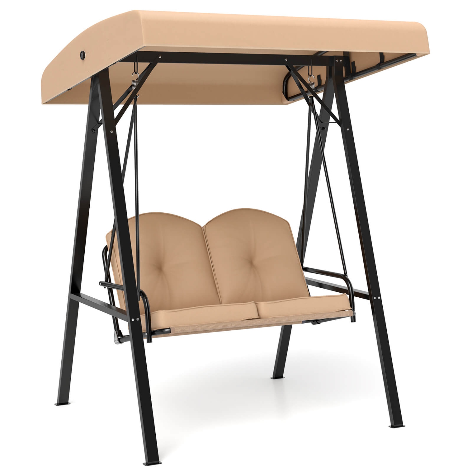 Causeuse balancelle extérieure 2 places de Costway avec support en métal En A beige/vin/marine/gris/brun