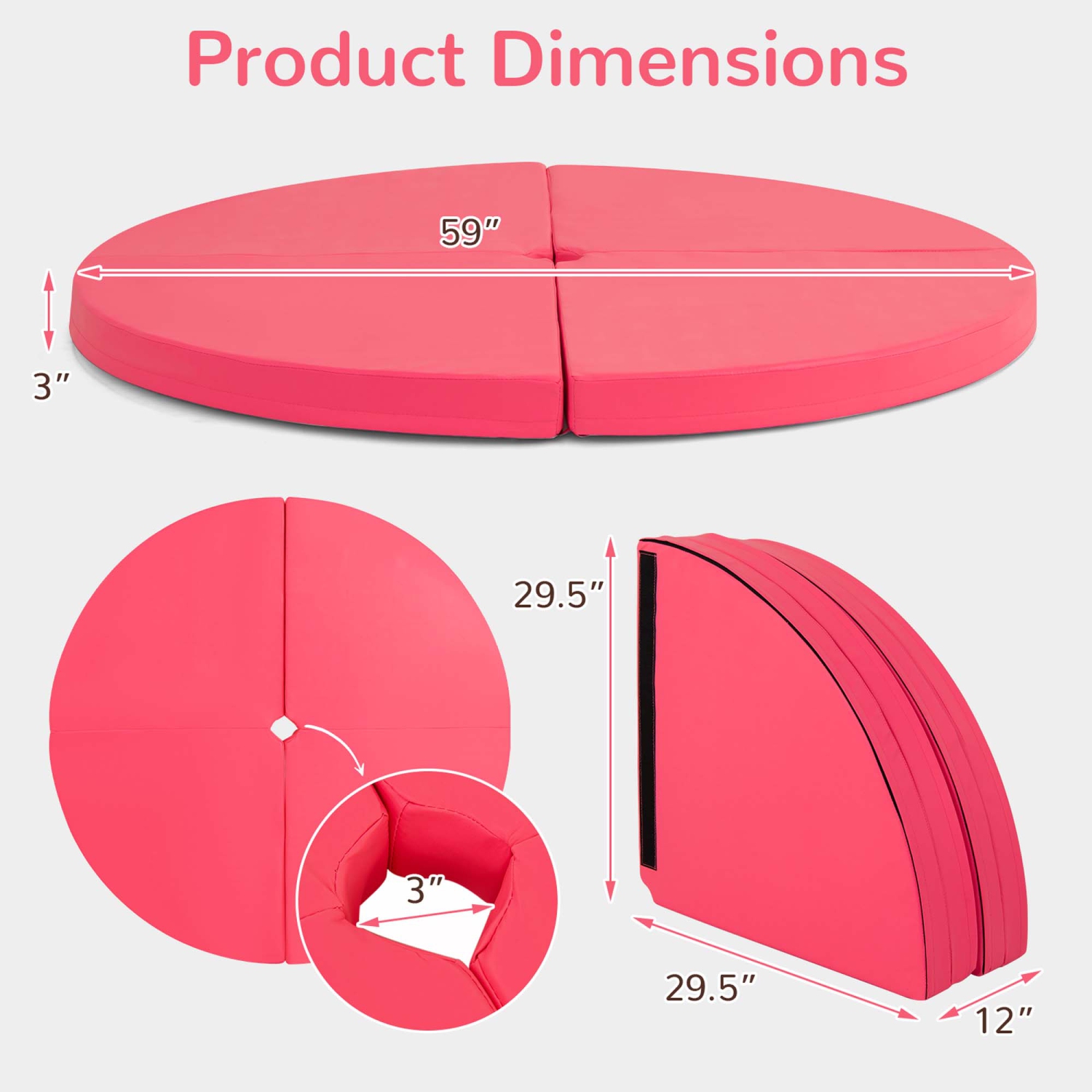 Costway Pole Dance Crash Mat Round Portable Yoga Mat with EPE Foam Safety Dancing Cushion Black/Purlple/Pink