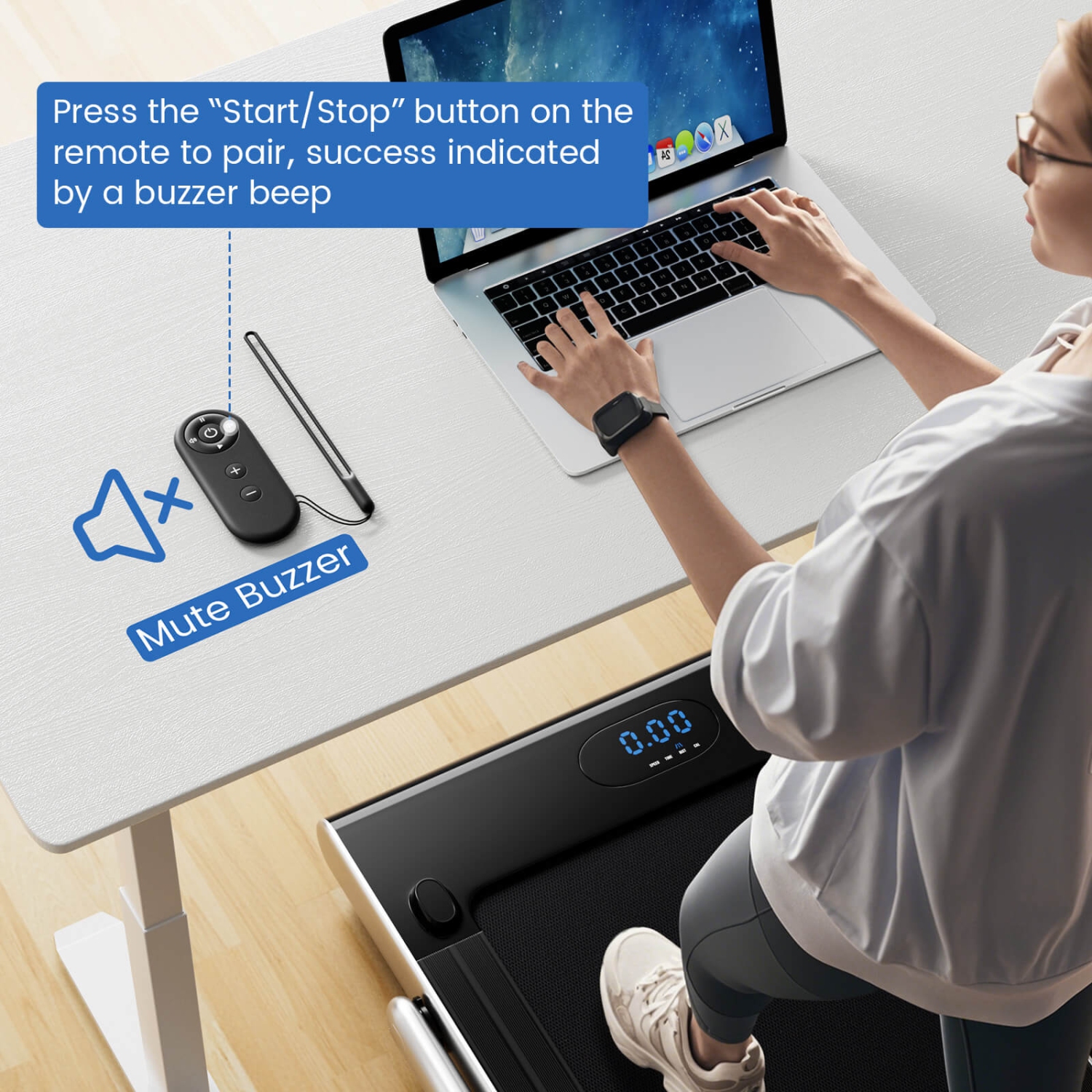 Superfit 3-in-1 Folding Treadmill with Smart Apps Remote Control LED Display and Speakers Blue/Silver