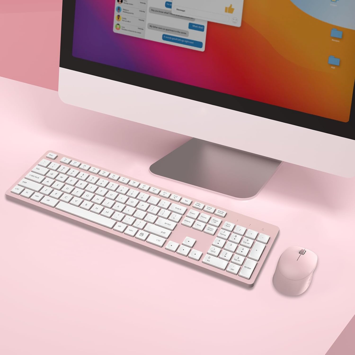 LeadsaiL Wireless Keyboard and Mouse Combo – 2.4GHz Cordless Full-Sized Ergonomic Keyboard with Silent Mouse, 12 FN Shortcuts for Windows, PC/Mac,