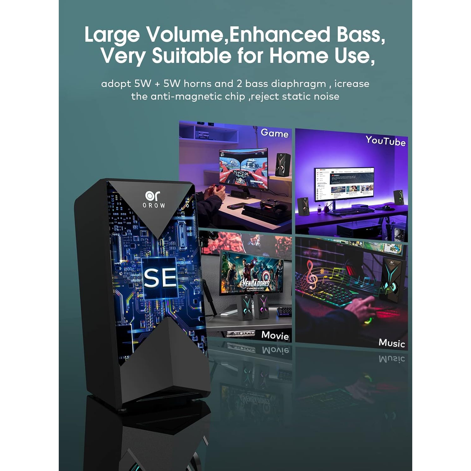 OR O R O W USB PC Speakers with RGB