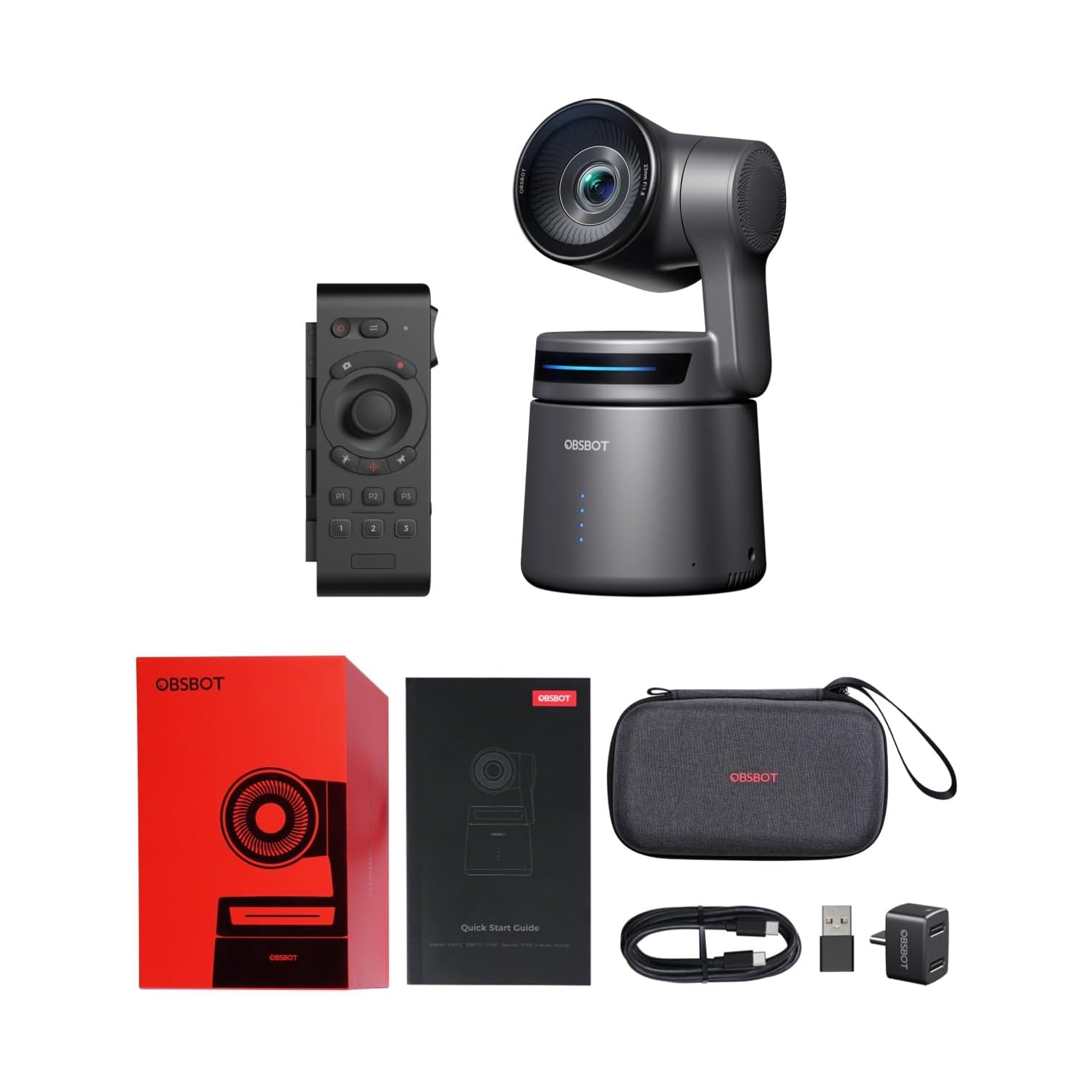 OBSBOT Tail Air & Smart Remote Combo - AI Tracking PTZ Camera with NDI, Gesture Control, 4K Webcam for Streaming, Filming, Worship, and Live Events