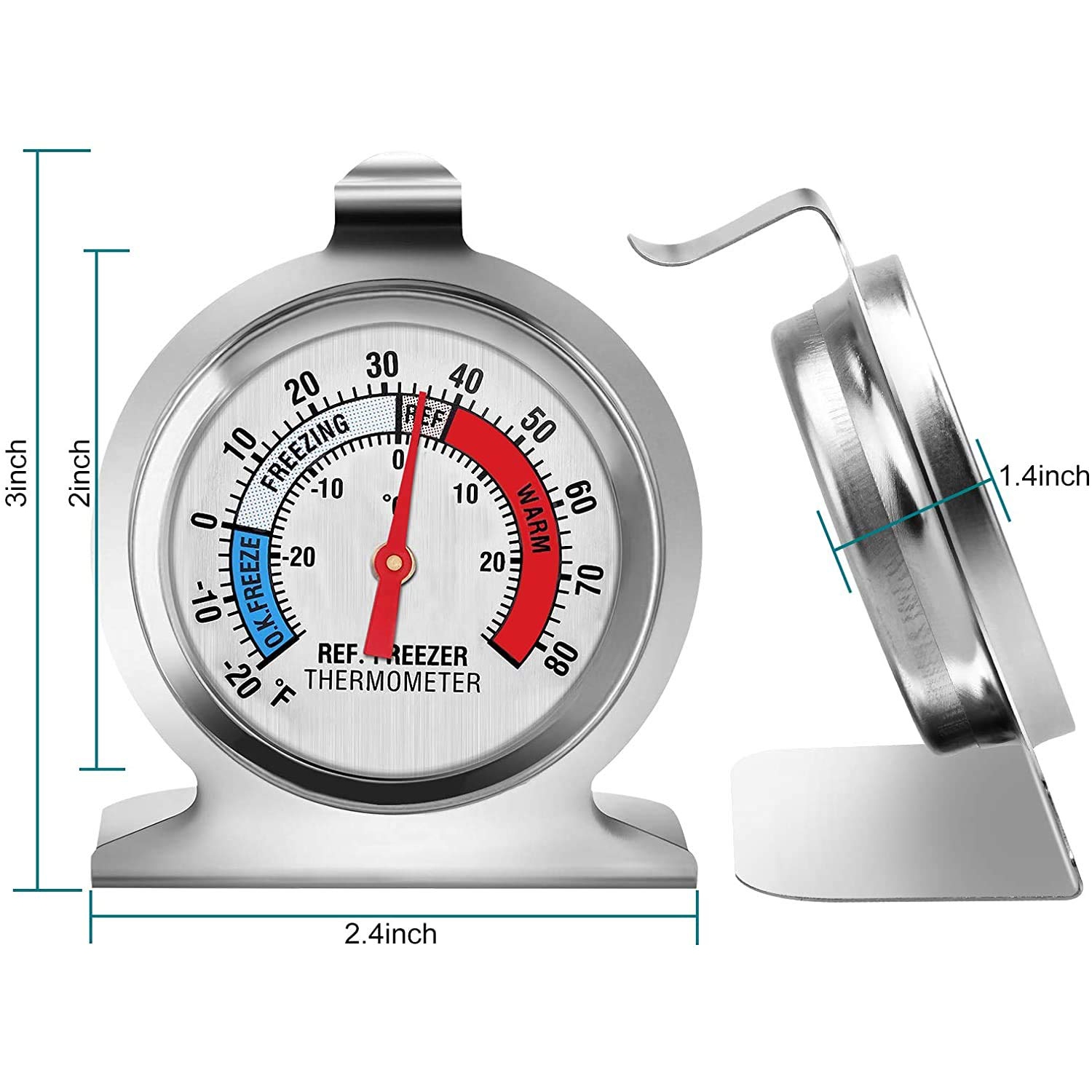 Refrigerator Thermometer, Large Dial Freezer Thermometer,Classic Series Temperature Thermometer for Refrigerator Freezer Fridge Cooler