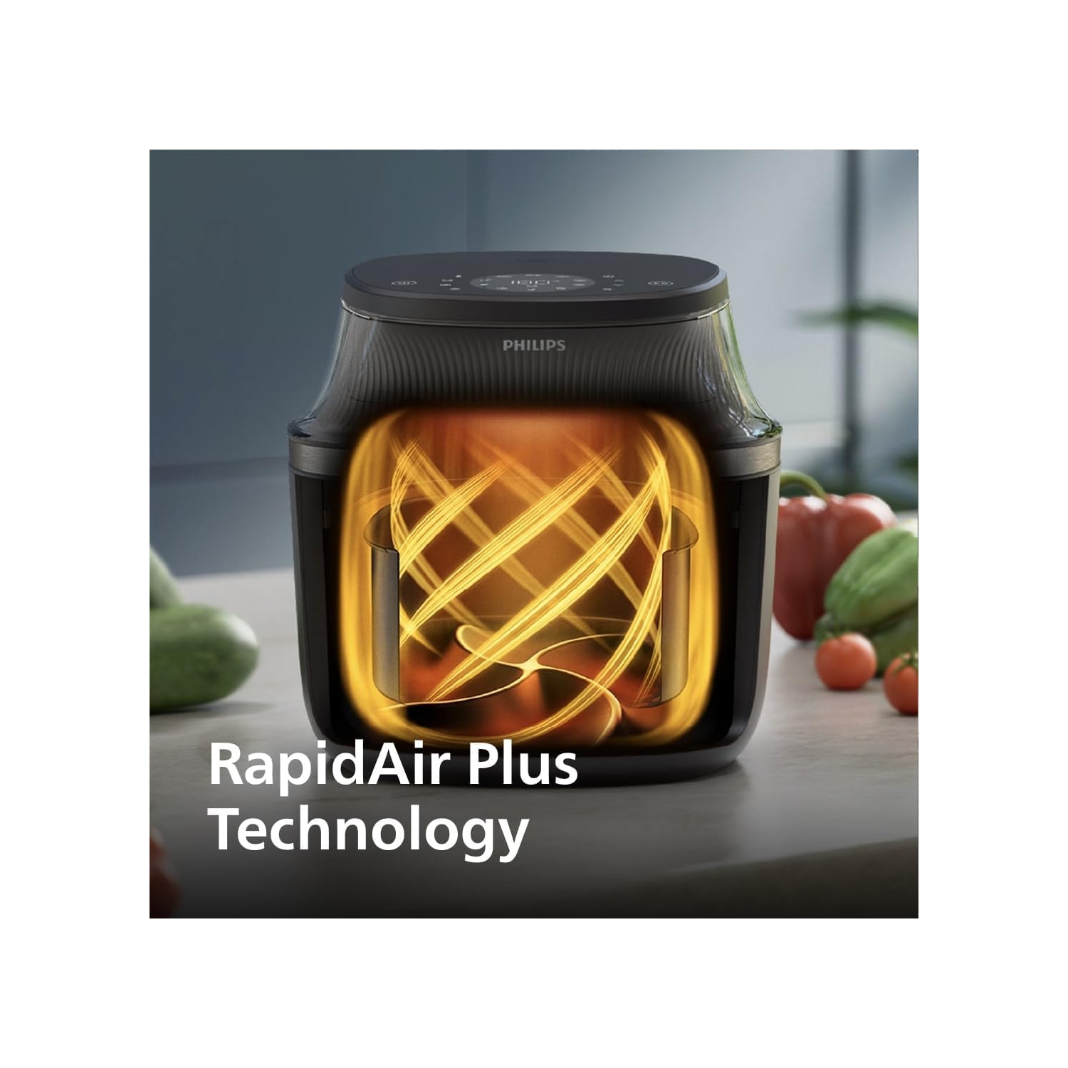 Philips Airfryer 3000 Series 6.5qt with Cooking Window, RapidAir Plus Technology, Fat Removal, 16-in-1 Functions, Easy to Clean