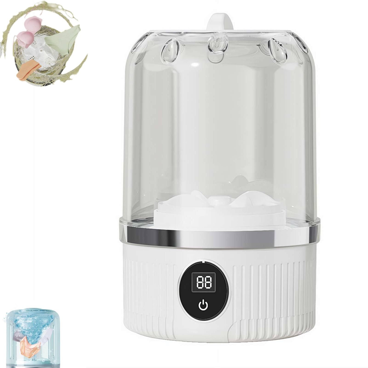 Mini Rechargeable Underwear Washing Machine, Portable Wireless Socks Gloves Washing Machine for Home or Travel Use - White