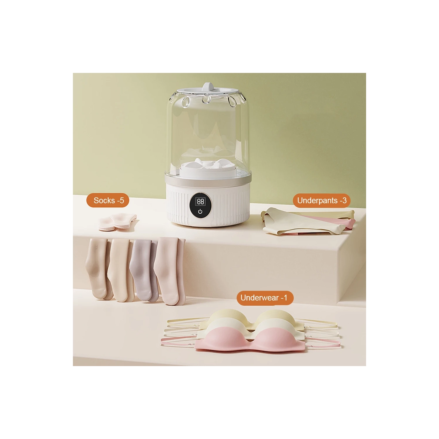 Mini Rechargeable Underwear Washing Machine, Portable Wireless Socks Gloves Washing Machine for Home or Travel Use - White