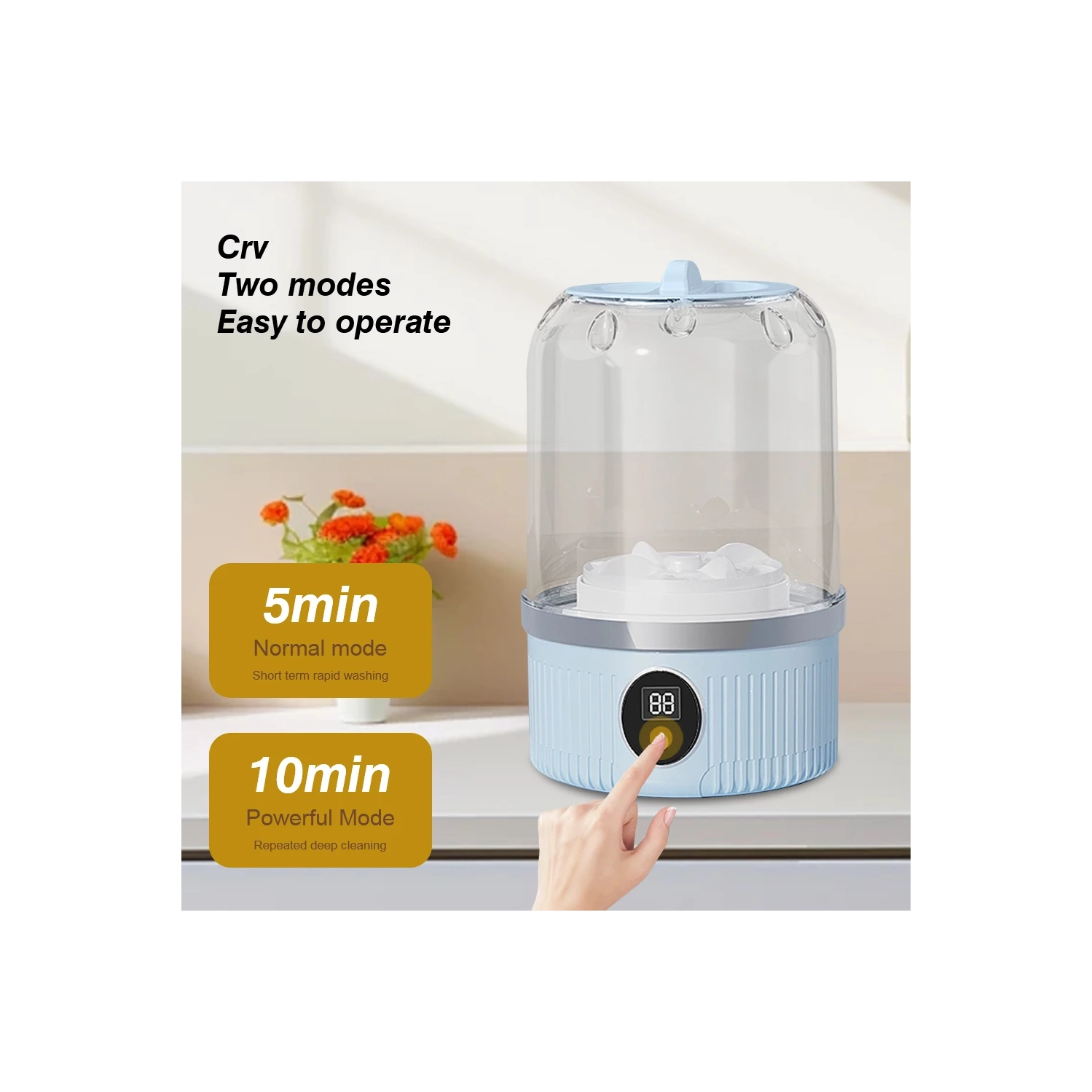 Mini Rechargeable Underwear Washing Machine, Portable Wireless Socks Gloves Washing Machine for Home or Travel Use - White