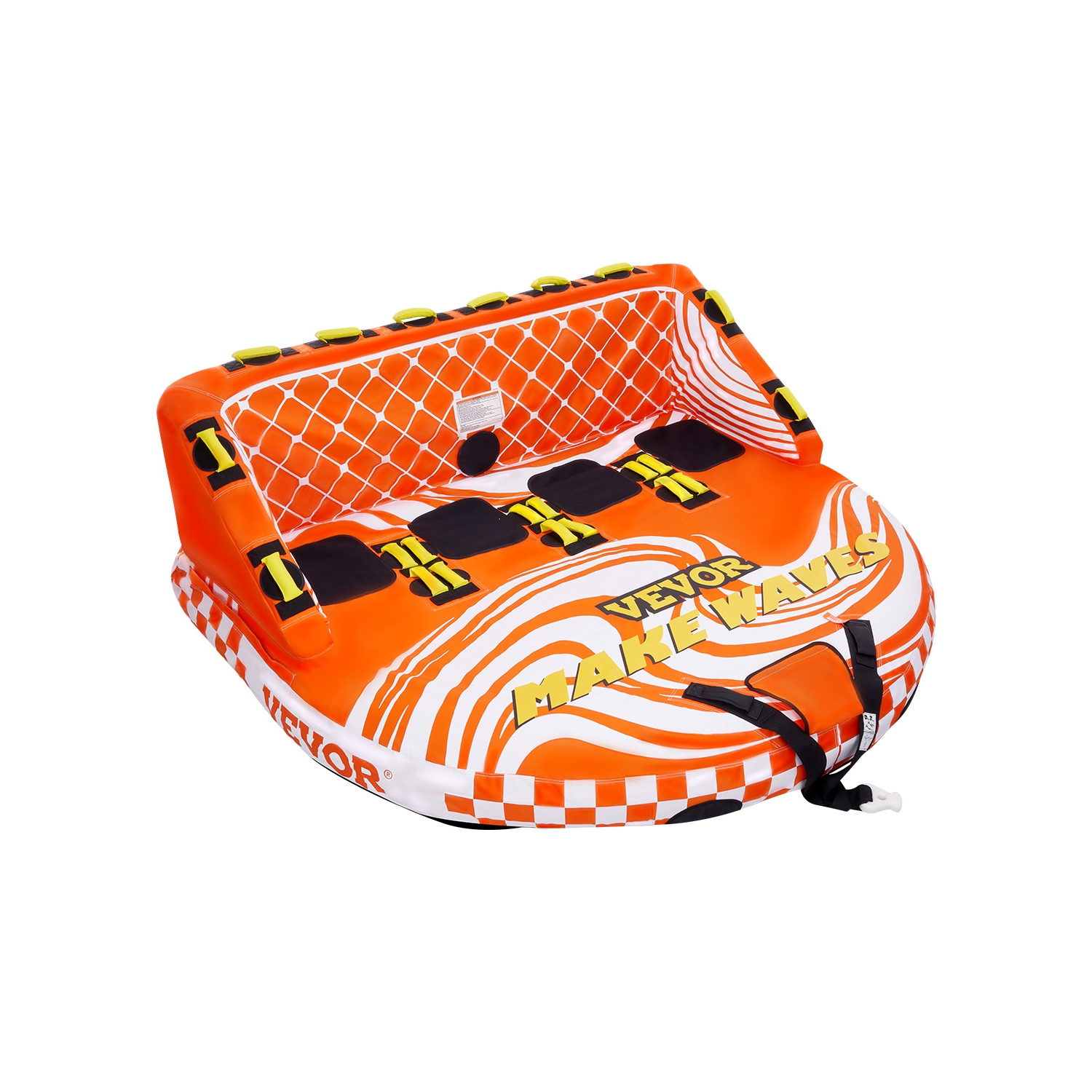 VEVOR 1-4 Riders Inflatable Boat Tubes and Towables, 680lbs Water Sport Towable Tube for Boat to Pull - with Full Nylon Cover, 22 Grab Handles, Dual