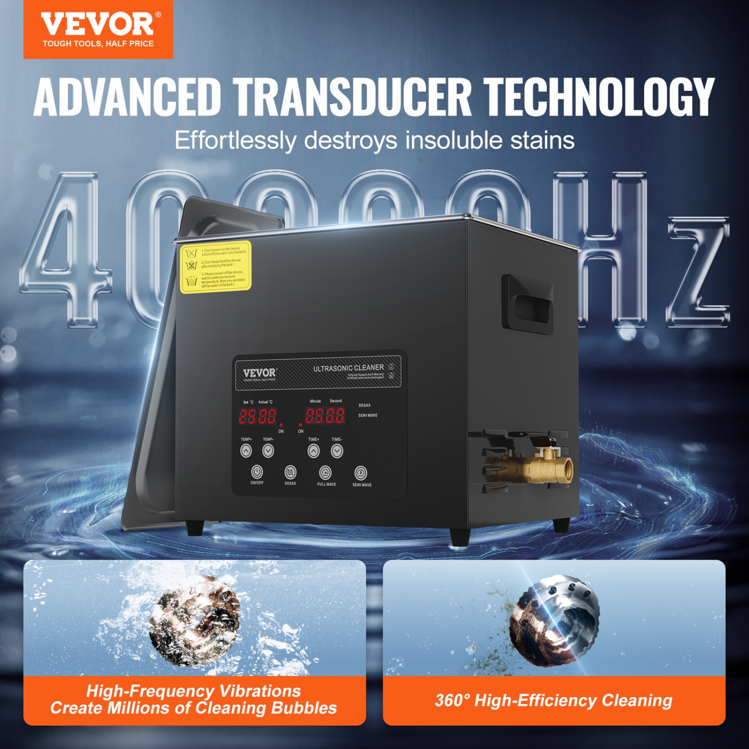 VEVOR 10L Ultra Sonic Cleaner, 240W Digital Ultrasonic Cleaning Machine with Gentle Mode & Upgraded Degassing, 40kHz Industrial Ultrasound Cleaner