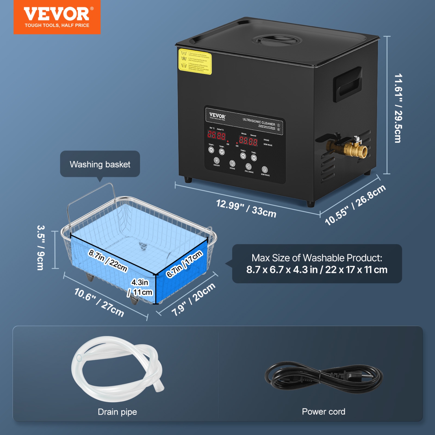 VEVOR 10L Ultra Sonic Cleaner, 240W Digital Ultrasonic Cleaning Machine with Gentle Mode & Upgraded Degassing, 40kHz Industrial Ultrasound Cleaner