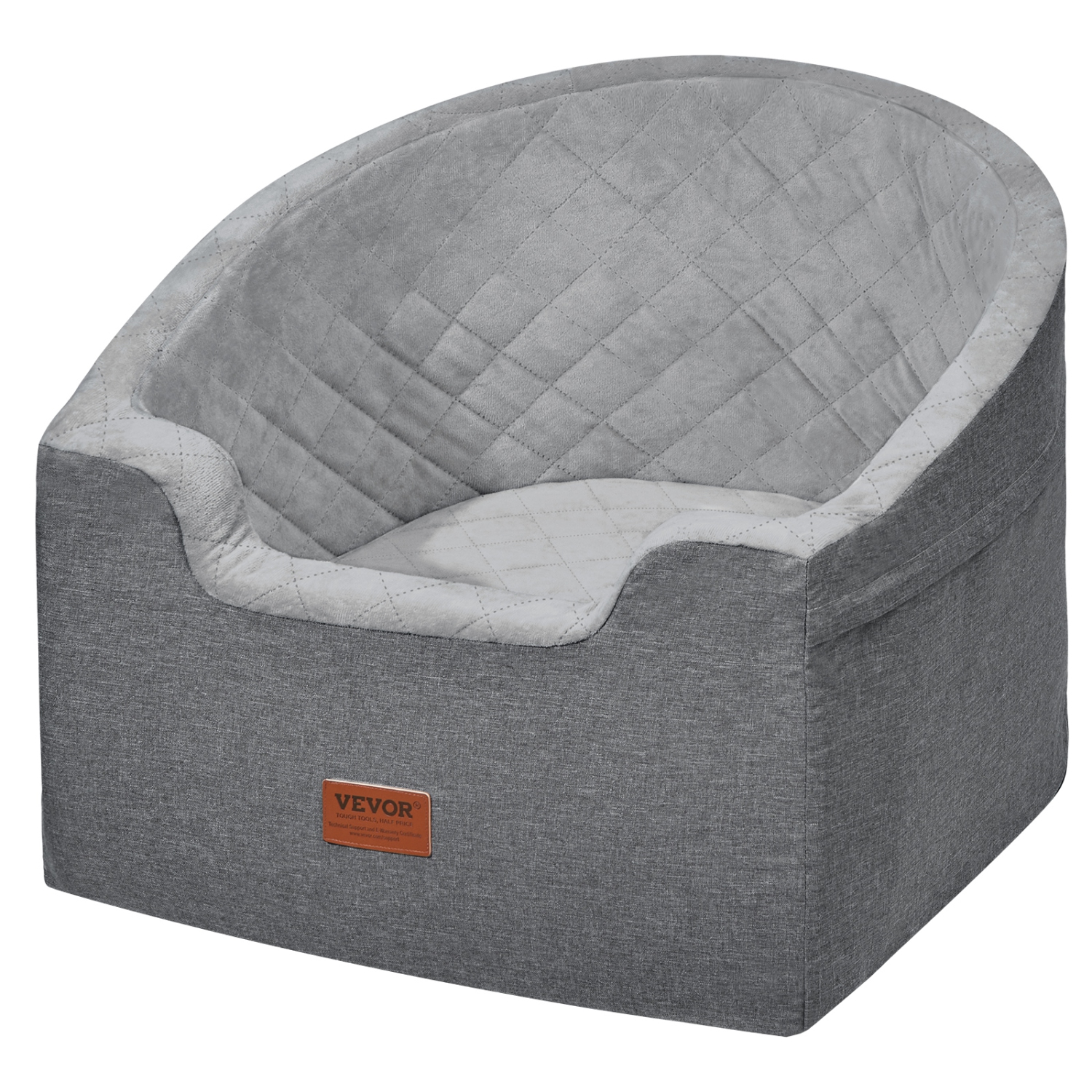 VEVOR 55lbs Dog Car Seat, Waterproof Dog Booster Seat for Car with A Storage Pocket, Clip-On Safety Leash and Sponge Filling, Dog Car Bed for Small &