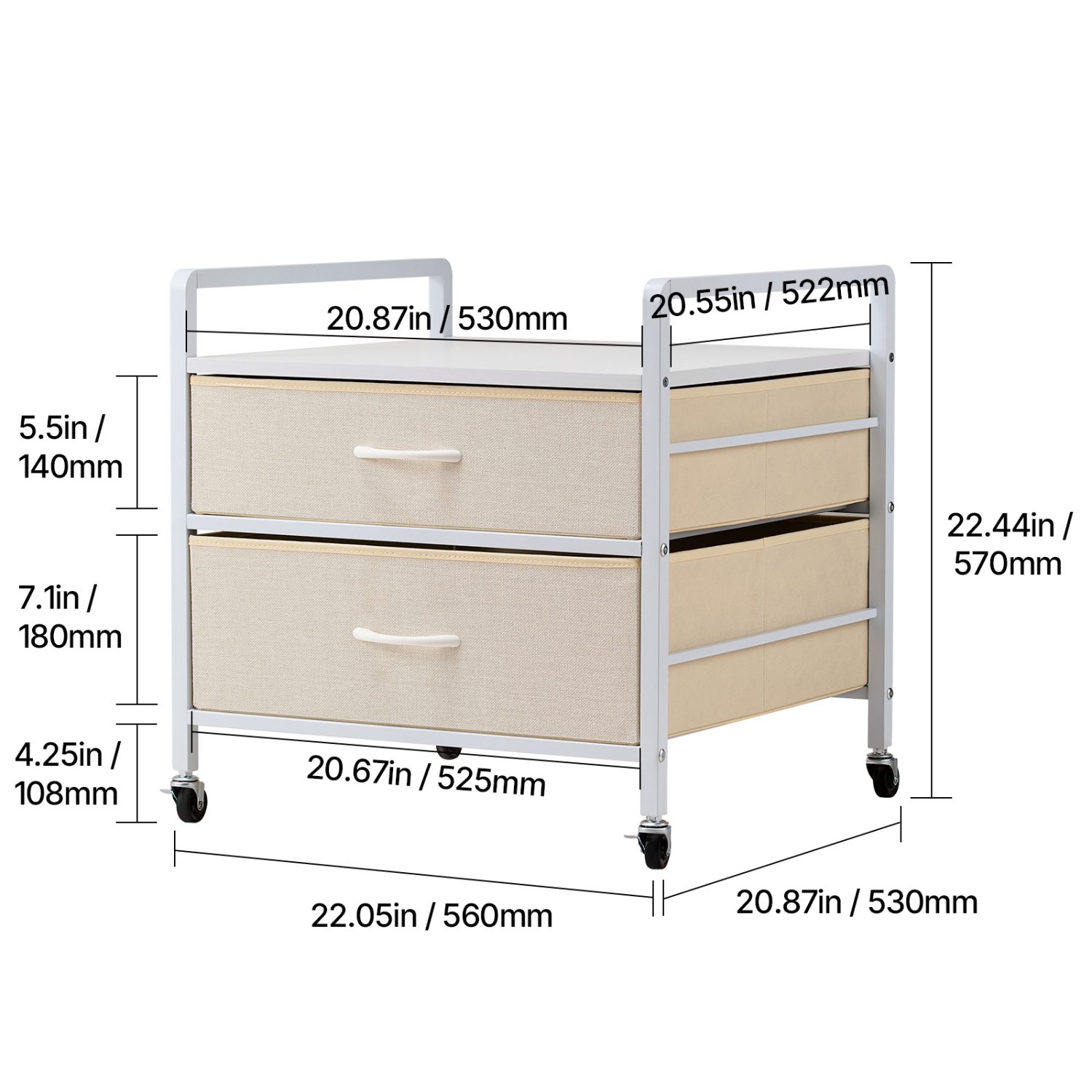 VEVOR 176 lb-Capacity Mini Fridge Stand with Storage, with 2 Drawers & 4 Swivel Wheels, Mobile Mini Fridge Shelf, White Mini Fridge Organizer for