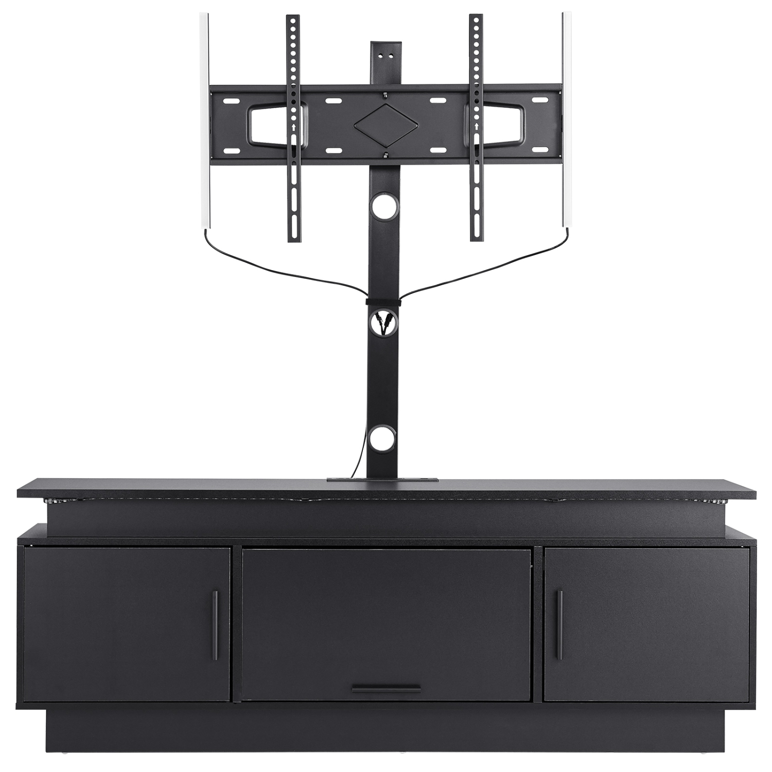 VEVOR 60" TV Stand with Mount for up to 75 in TVs, Entertainment Center with Power Outlet & LED Lights, Height Adjustable TV Console with Mount with