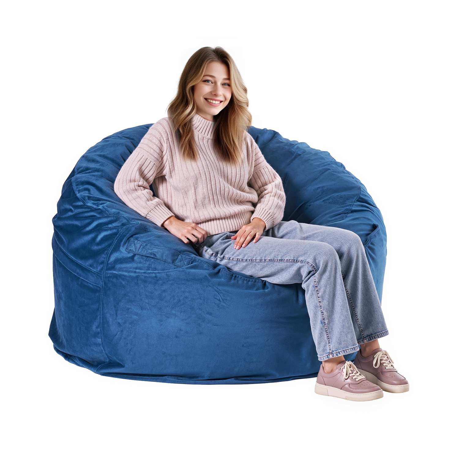 Fauteuil poire VEVOR, fauteuil poire rond avec housse amovible et lavable pour adulte, velours hollandais et bourre en mousse haute densité pour