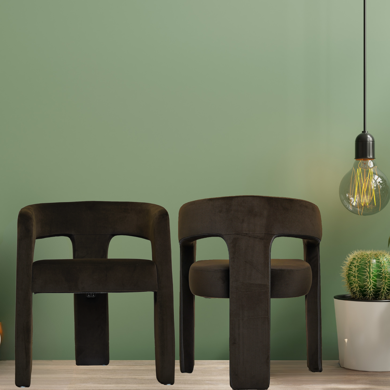 Chaise de salle à manger moderne à dossier incurvé recouvert de baril, 3 pattes, tissu en velours doux pour le salon, la chambre, la salle à manger