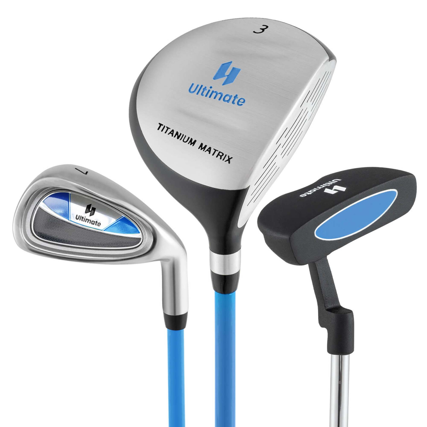 Ultimate Junior Golf Club Set for Children Includes 165CC #3 Fairway Wood & #7 Iron Blue/Pink