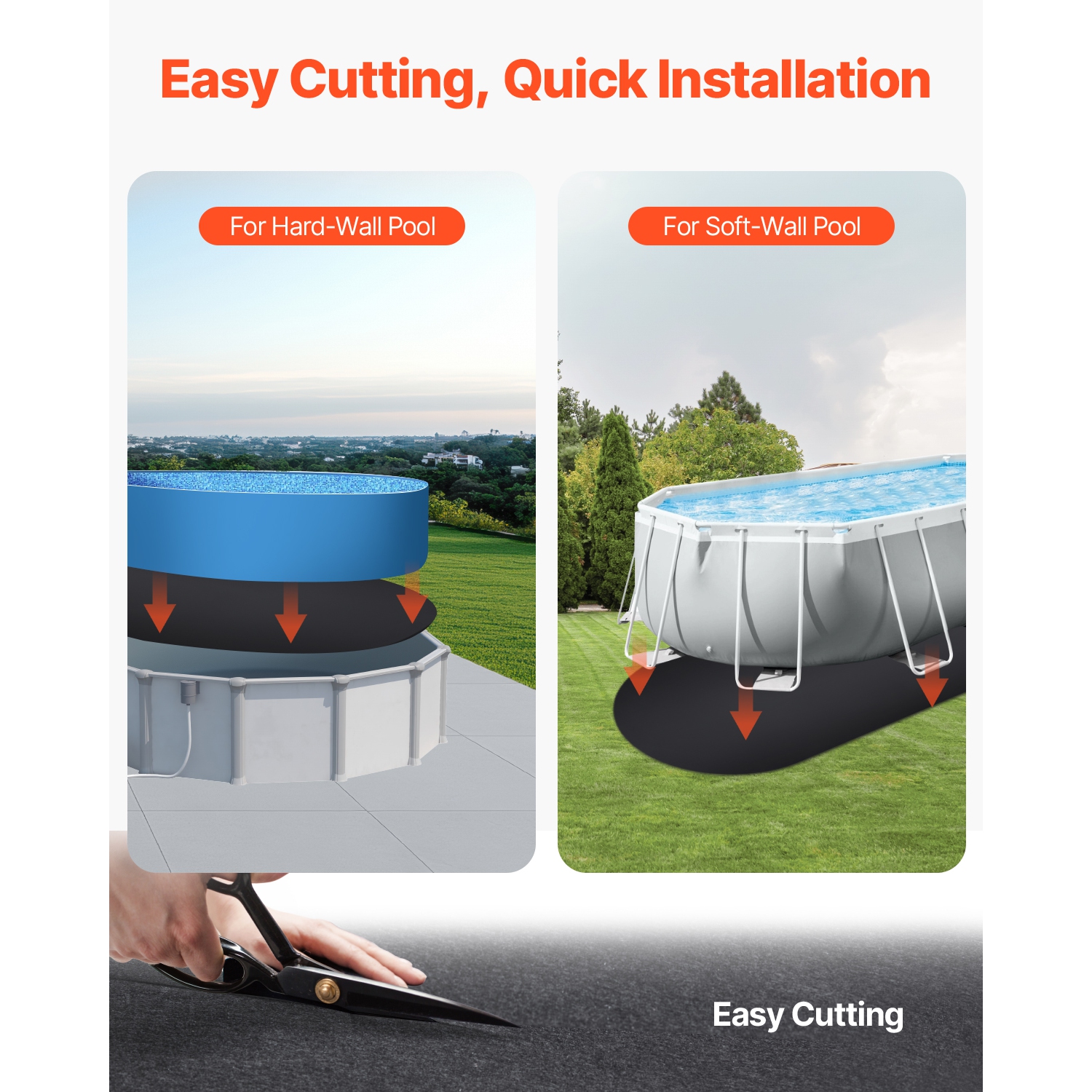 VEVOR 18 x 33 ft Oval Pool Liner Pad, for Above Ground Swimming Pools, Extra-Thick Pool Mat, Prevents Punctures, Recycled Geotextile Material