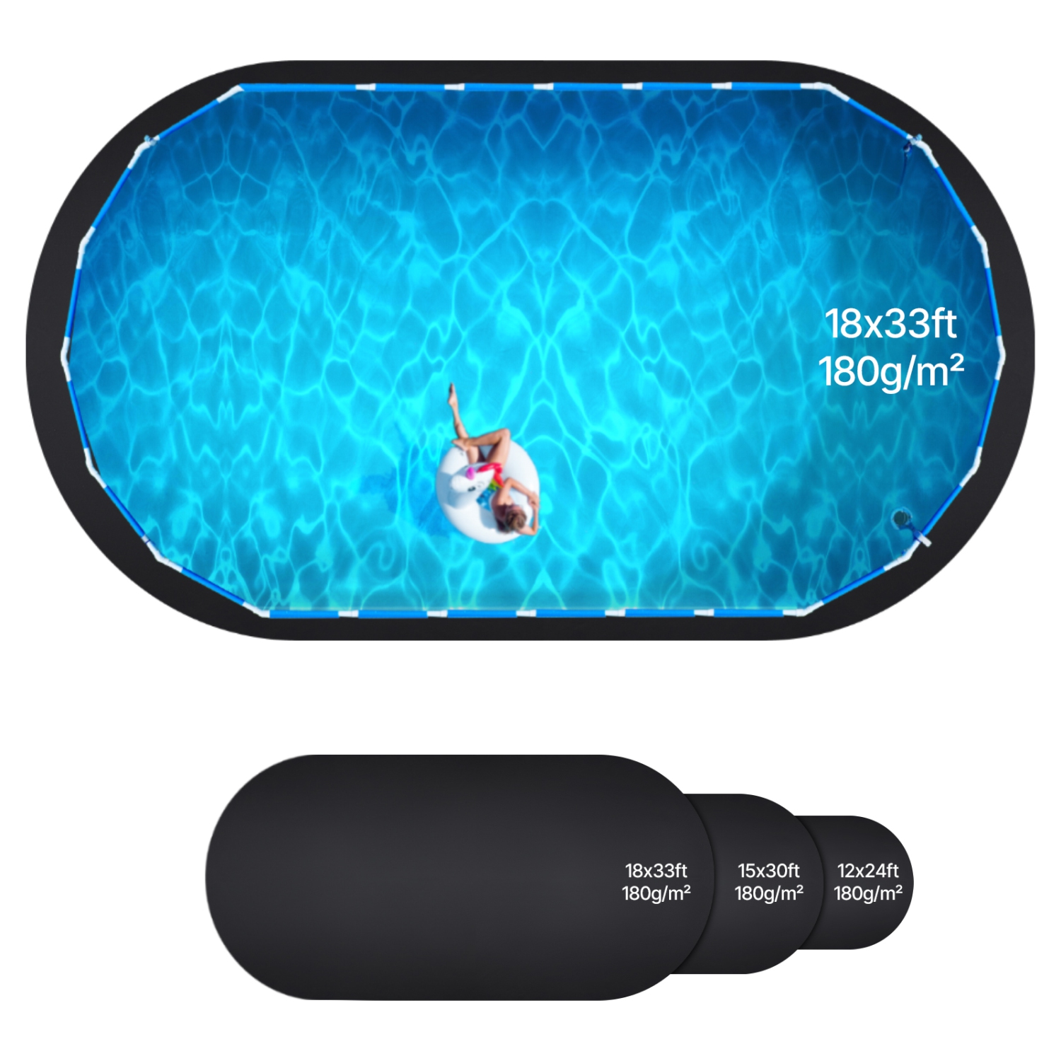 VEVOR 18 x 33 ft Oval Pool Liner Pad, for Above Ground Swimming Pools, Extra-Thick Pool Mat, Prevents Punctures, Recycled Geotextile Material