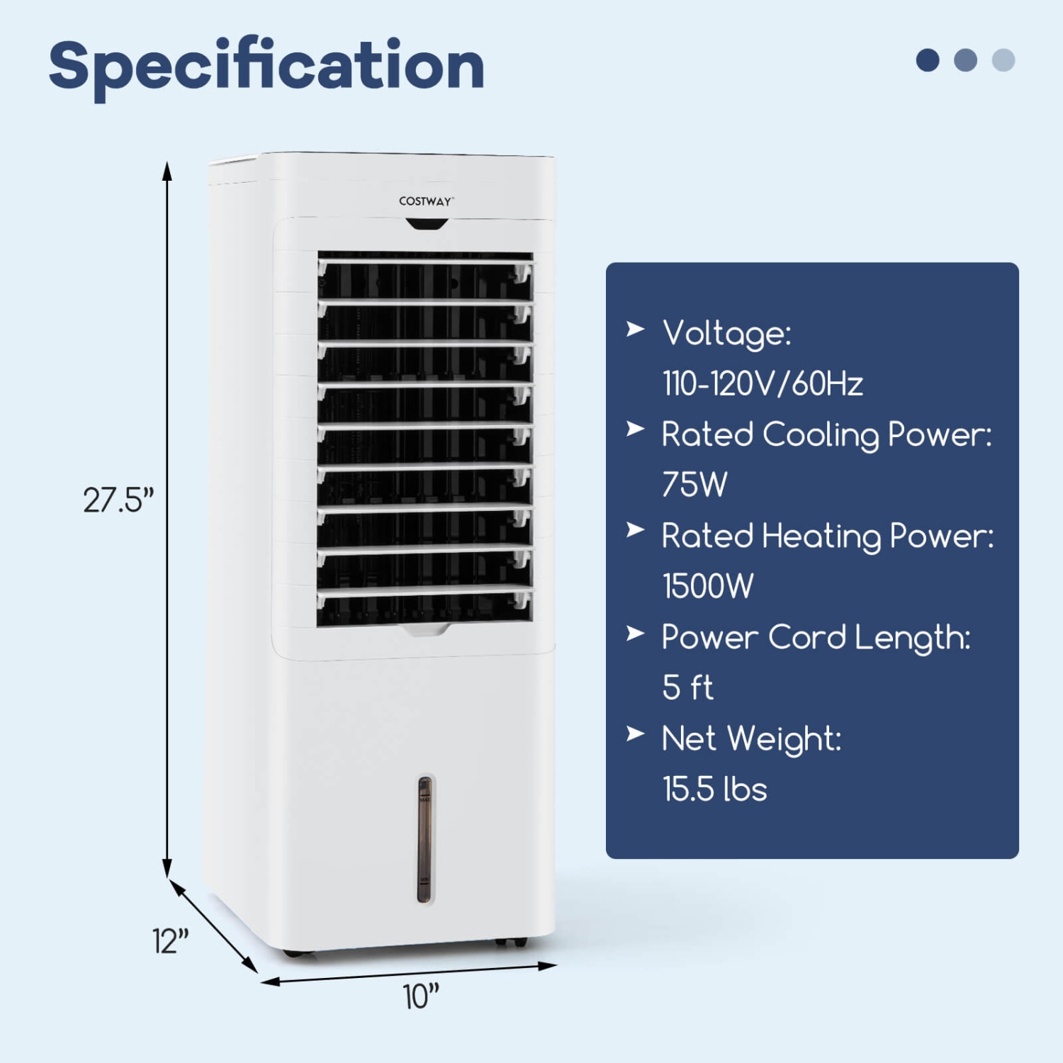 Costway Evaporative Air Cooler/Heater 4-in-1 Windowless Oscillating Swamp Cooler 3 Modes