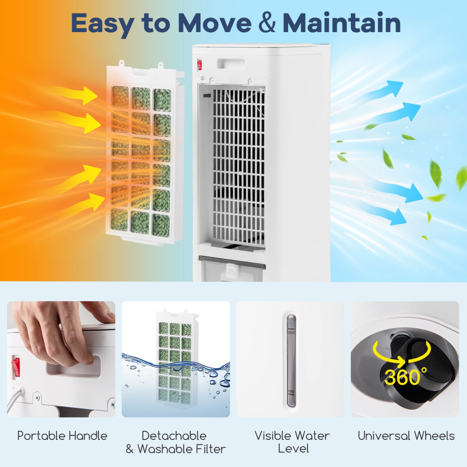 Costway Evaporative Air Cooler/Heater 4-in-1 Windowless Oscillating Swamp Cooler 3 Modes