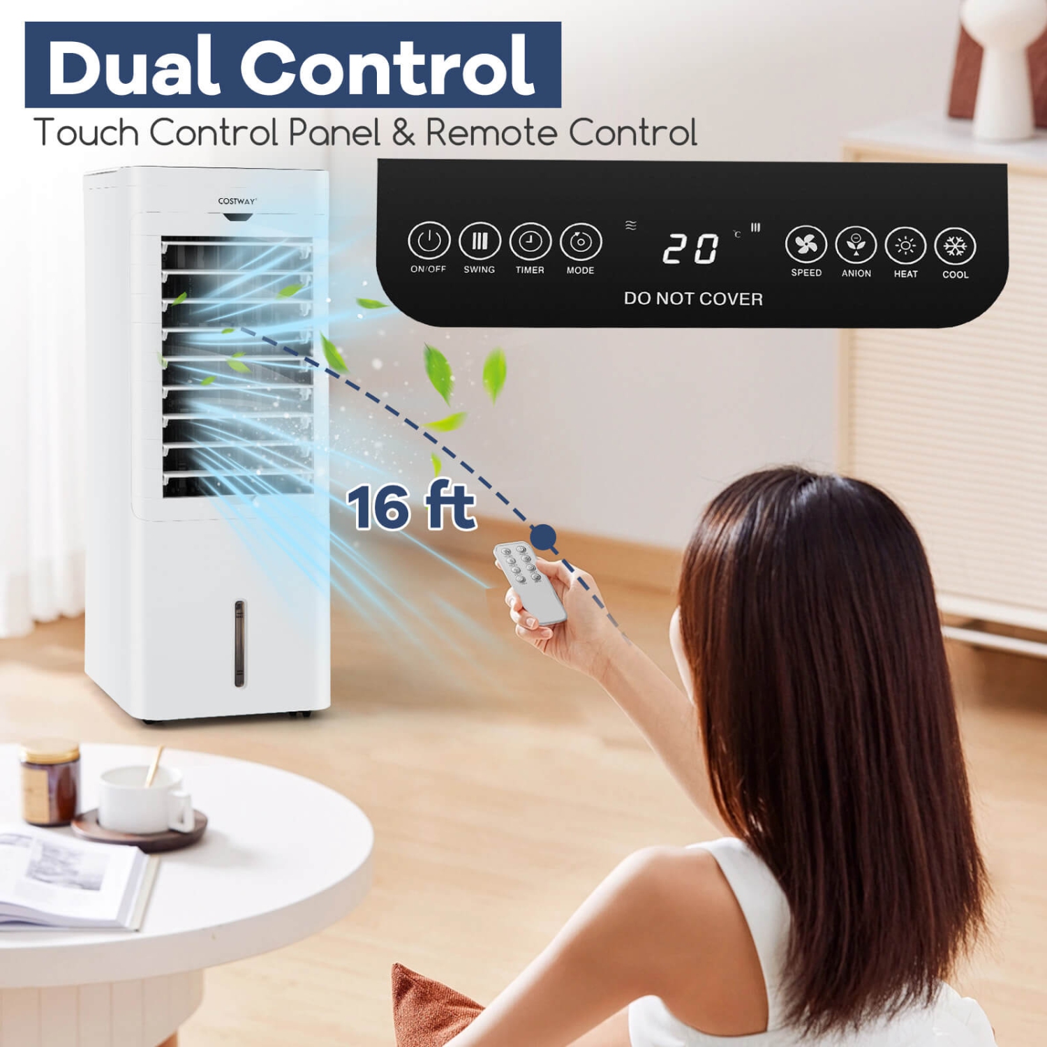 Costway Evaporative Air Cooler/Heater 4-in-1 Windowless Oscillating Swamp Cooler 3 Modes