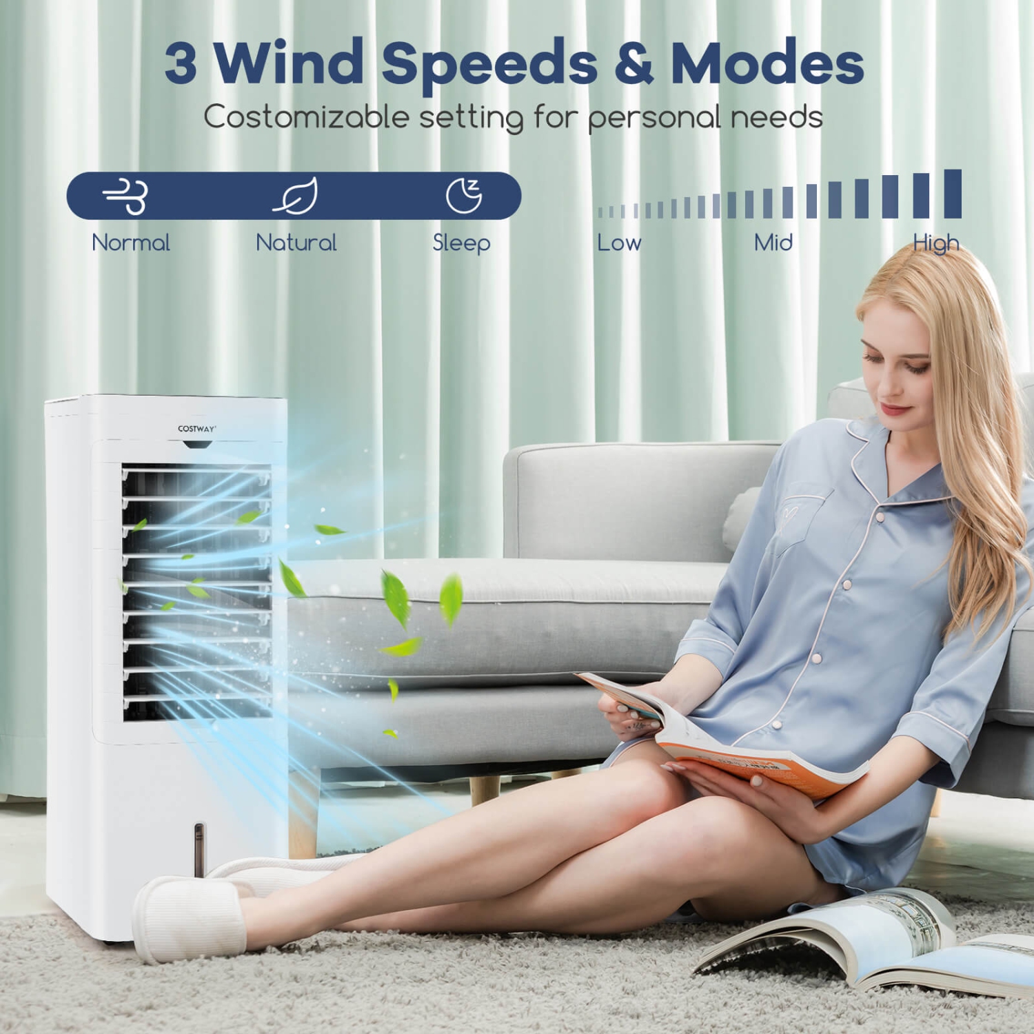 Costway Evaporative Air Cooler/Heater 4-in-1 Windowless Oscillating Swamp Cooler 3 Modes