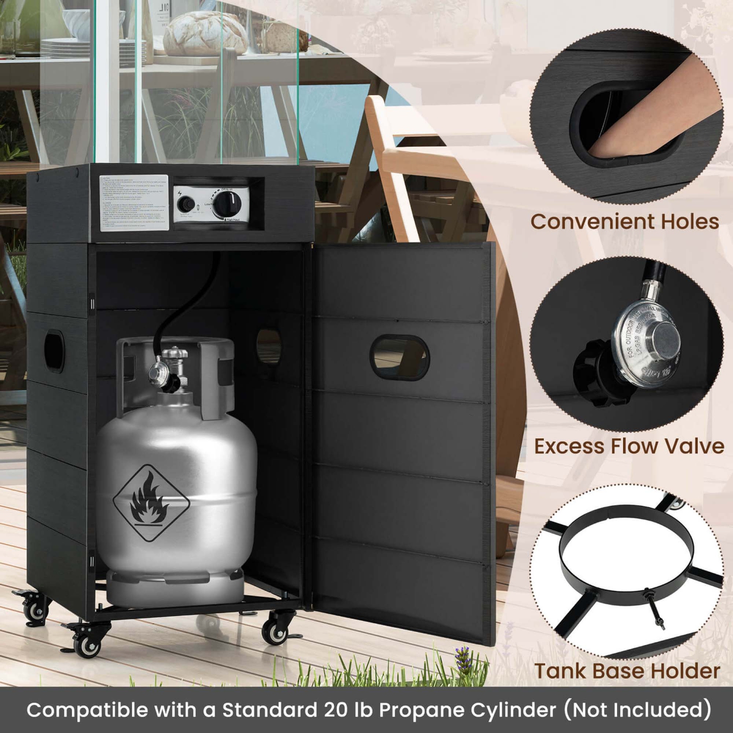 Costway Patio Heater 40,000 BTU Outdoor Propane Gas Heater with Cover and Wheels