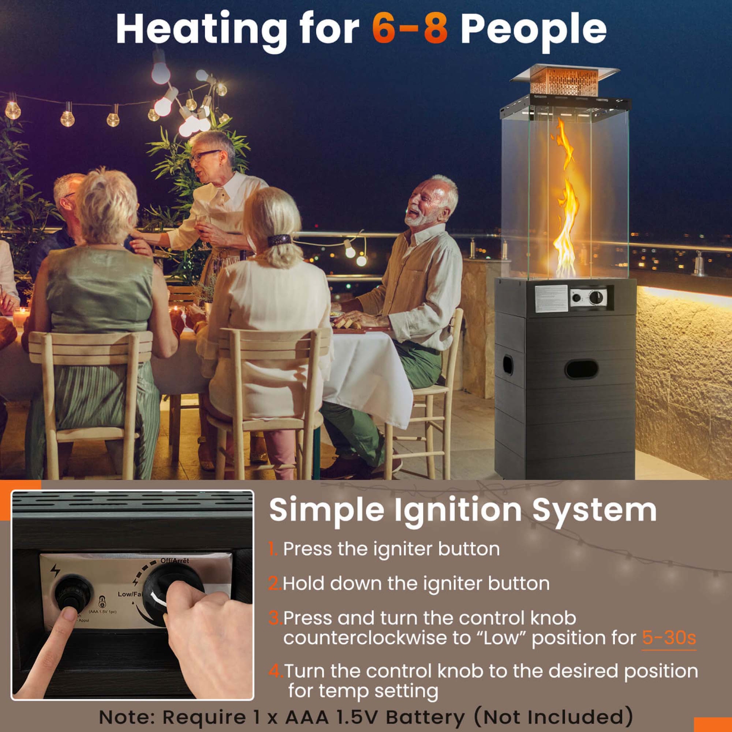 Costway Patio Heater 40,000 BTU Outdoor Propane Gas Heater with Cover and Wheels