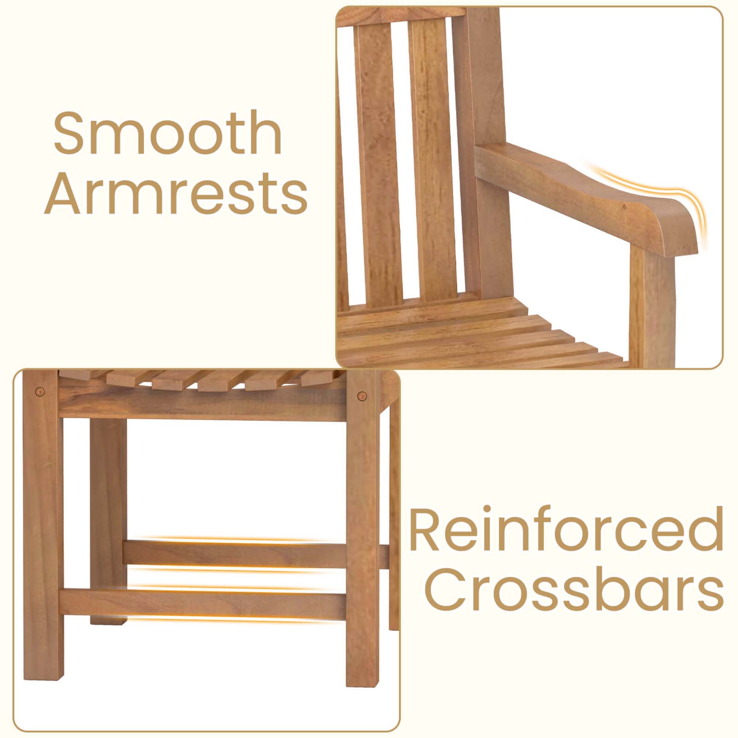 Costway 1/2/4 PCS Teak Wood Patio Dining Chair Outdoor Armchair with ...