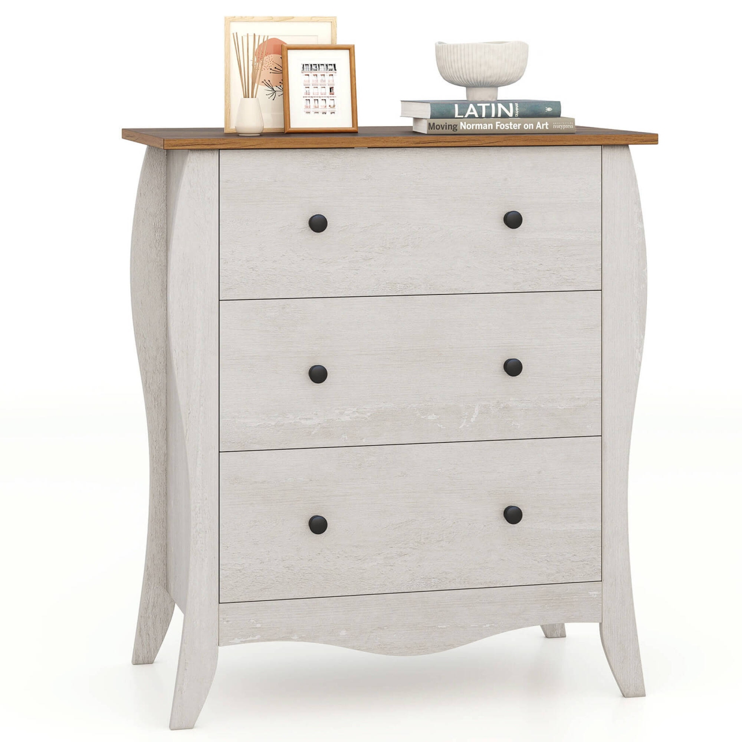 Commode à tiroirs de 30&nbsp;po 1/2 PCS de Costway avec 3 tiroirs en tissu pliants Trousse antibasculement grise