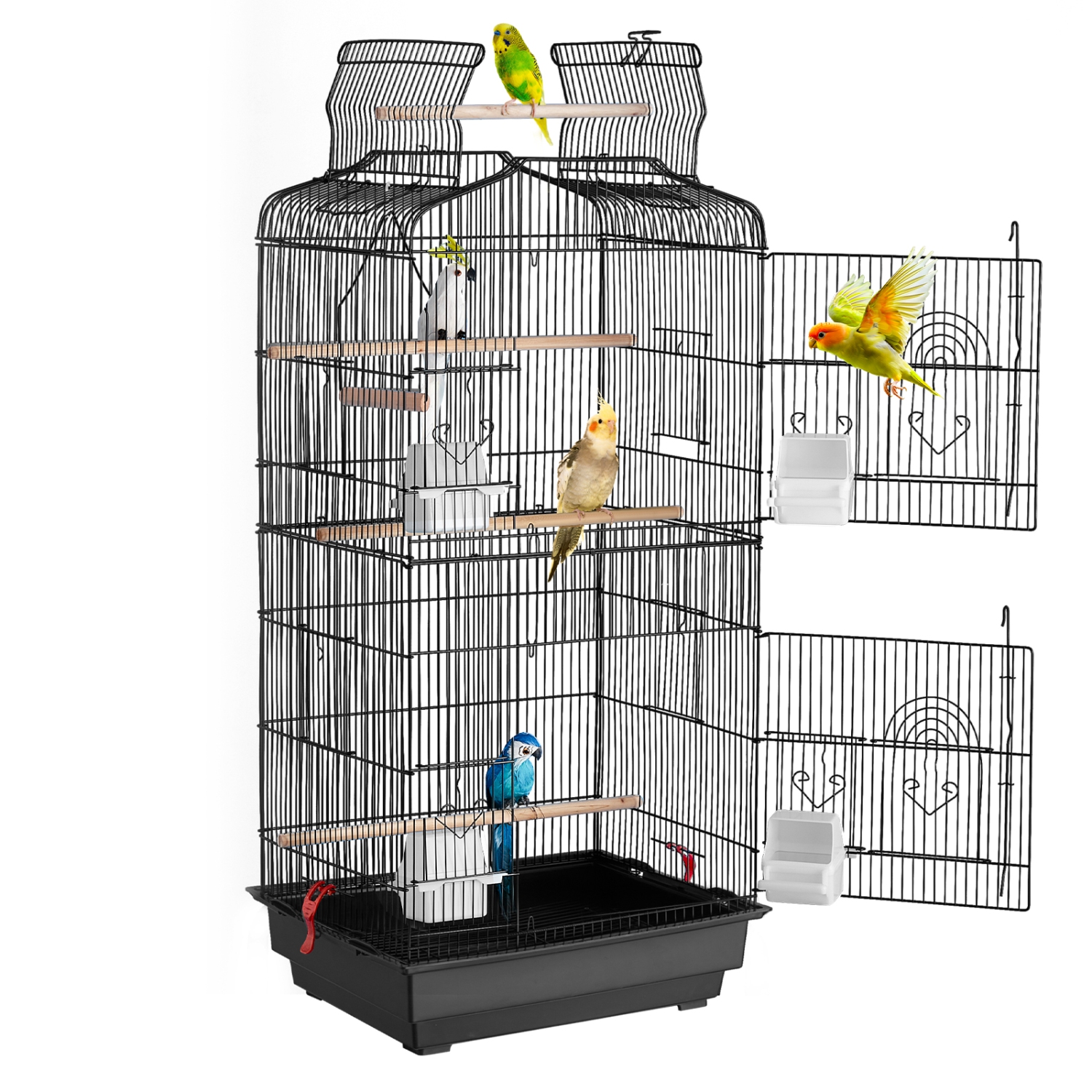 VEVOR 41-inch Open Top Large Parrot Bird Cage, Hanging Bird Cage for Parakeets Finches Canaries Lovebirds Cockatiels Budgies Small Quaker Conures