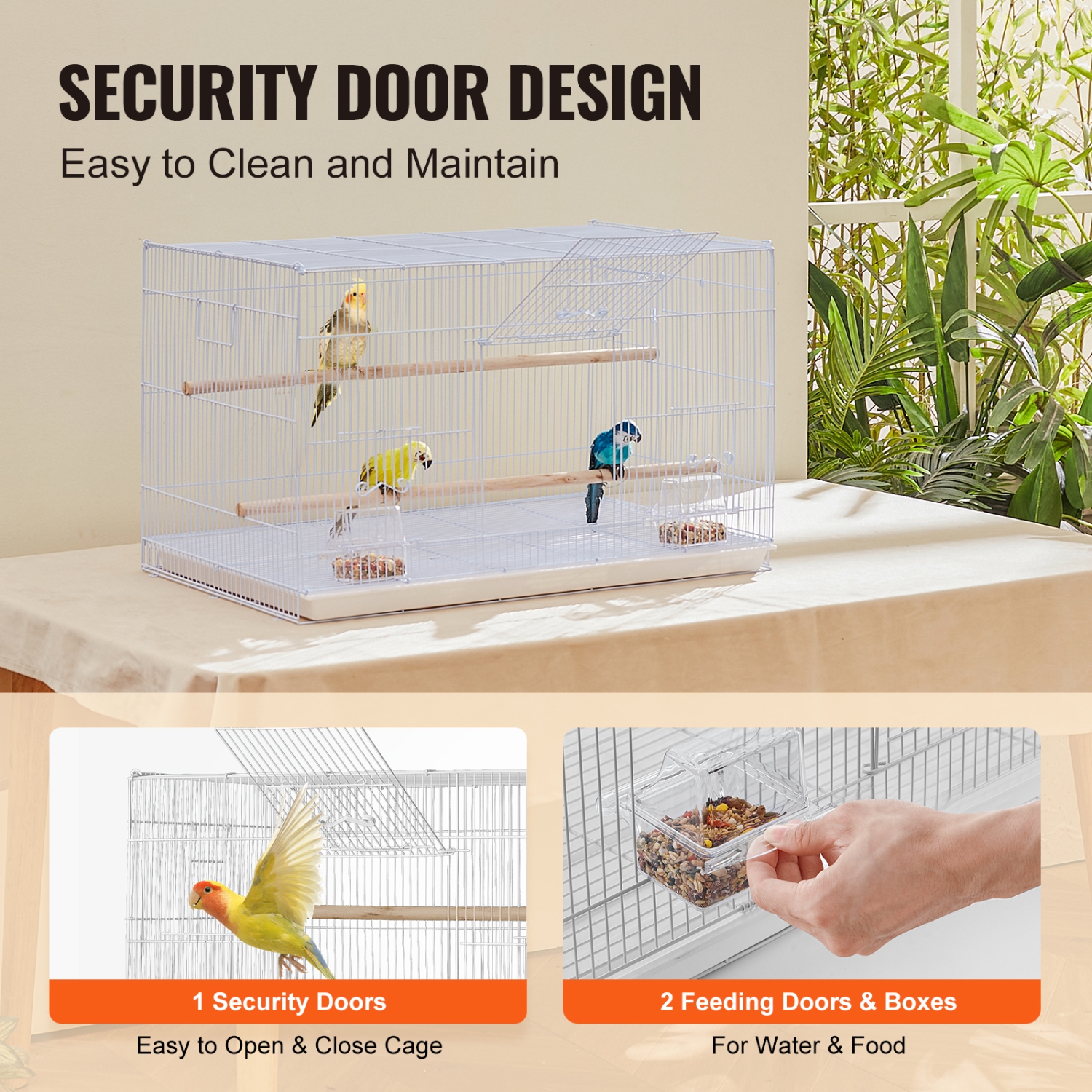 VEVOR 30-inch Flight Bird Cage, Stackable Bird Cage for Small Parrots Canaries Cockatiels Lovebirds Finches Budgies Conures Macaws Pet Travel