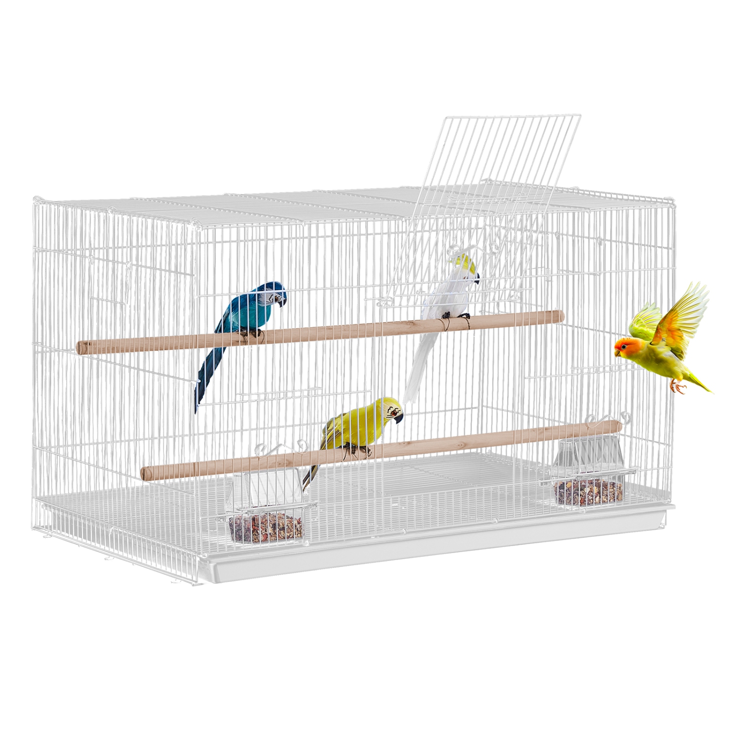 VEVOR 30-inch Flight Bird Cage, Stackable Bird Cage for Small Parrots Canaries Cockatiels Lovebirds Finches Budgies Conures Macaws Pet Travel