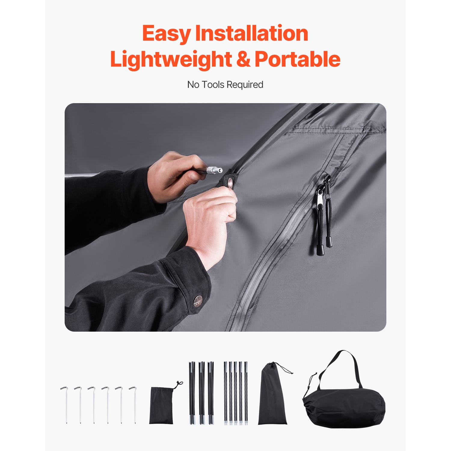 VEVOR 5+ Bikes Bike Storage Tent, Spacious Bike Storage Tent with Ventilated Window, Waterproof Fan-Shaped Bike Tent with High Strength Fiberglass &