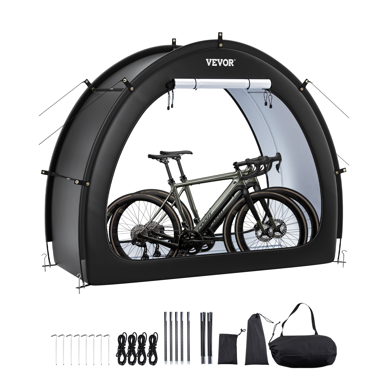 VEVOR 1 to 2 Bikes Bike Storage Tent,Spacious Bike Storage Tent with Ventilated Window,Waterproof Fan-Shaped Bike Tent with High Strength Fiberglass