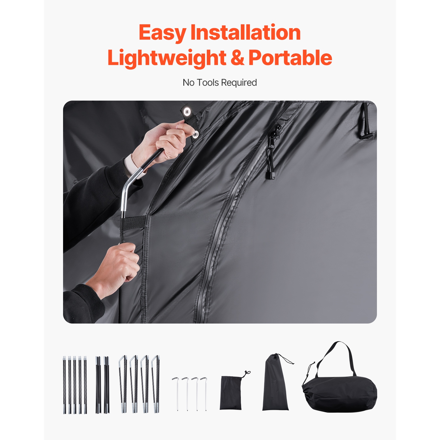 VEVOR 4 to 5 Bikes Bike Storage Tent, Outdoor Spacious, with Ventilated Window, Waterproof Easy-to-Install Bike Tent with High Strength Fiberglass &