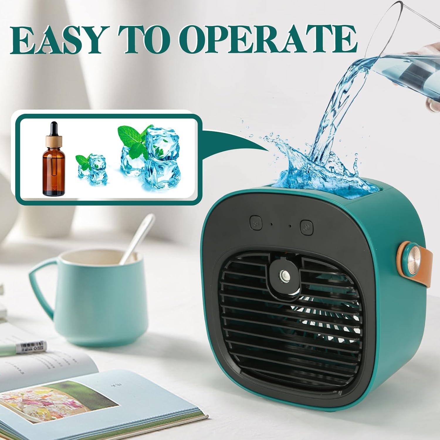 Portable Air Conditioners,Rechargeable Mini Air Conditioner Fan,3 Wind Speeds Quiet Personal Small Desk Air Cooler Fan for Bedroom Car Home Camping